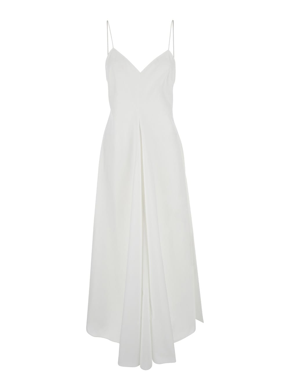 Róhe White Long Dress With V Neckline In Cotton Woman