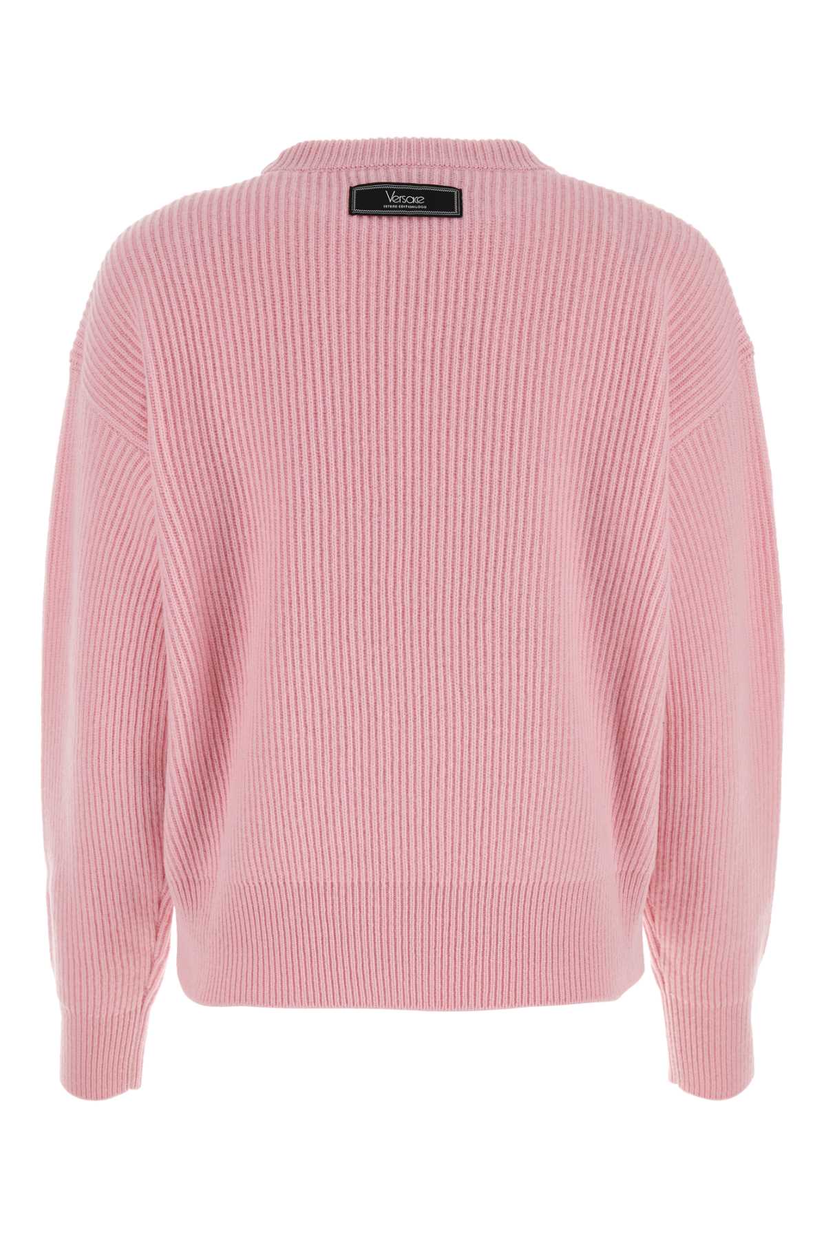Shop Versace Pink Wool Sweater In Palepink