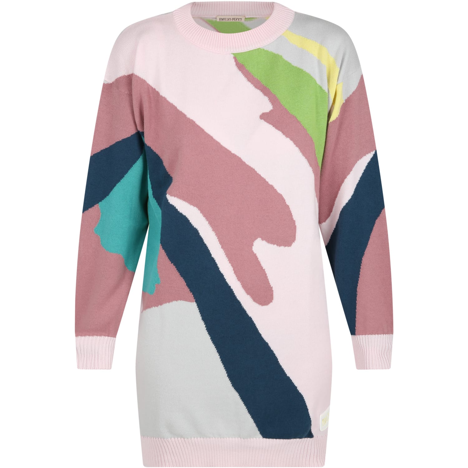 Emilio Pucci Pink Dress For Girl With Colorful Motifs