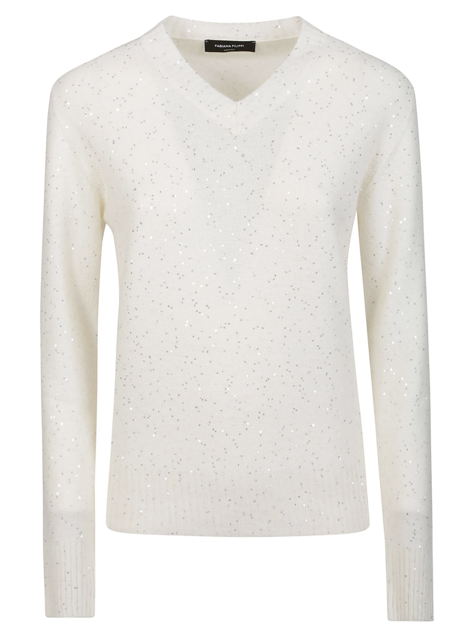 Fabiana Filippi V-neck Sweater In White