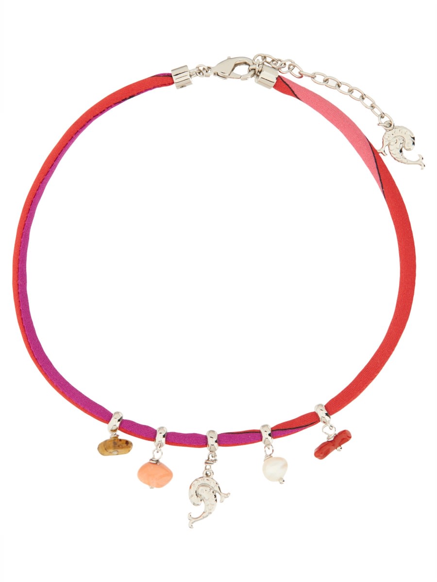 Pucci Silk Pendant Necklace With Gradient In Red