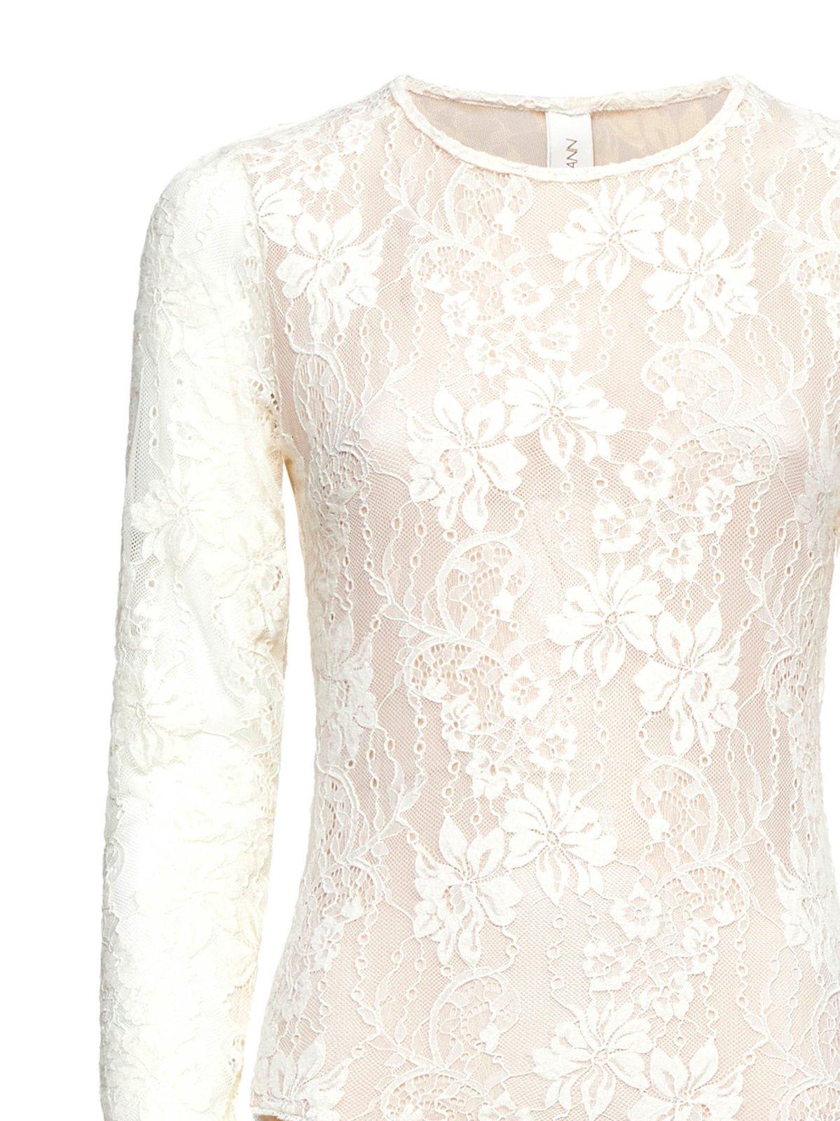 Shop Zimmermann Long-sleeved Laced Bodysuit In Natural