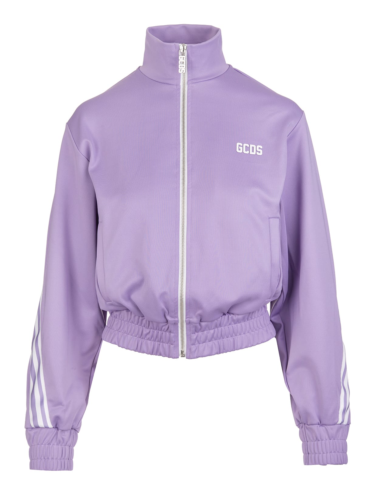 GCDS Womens Lilac Sweatshirt With White Logo And Stripes