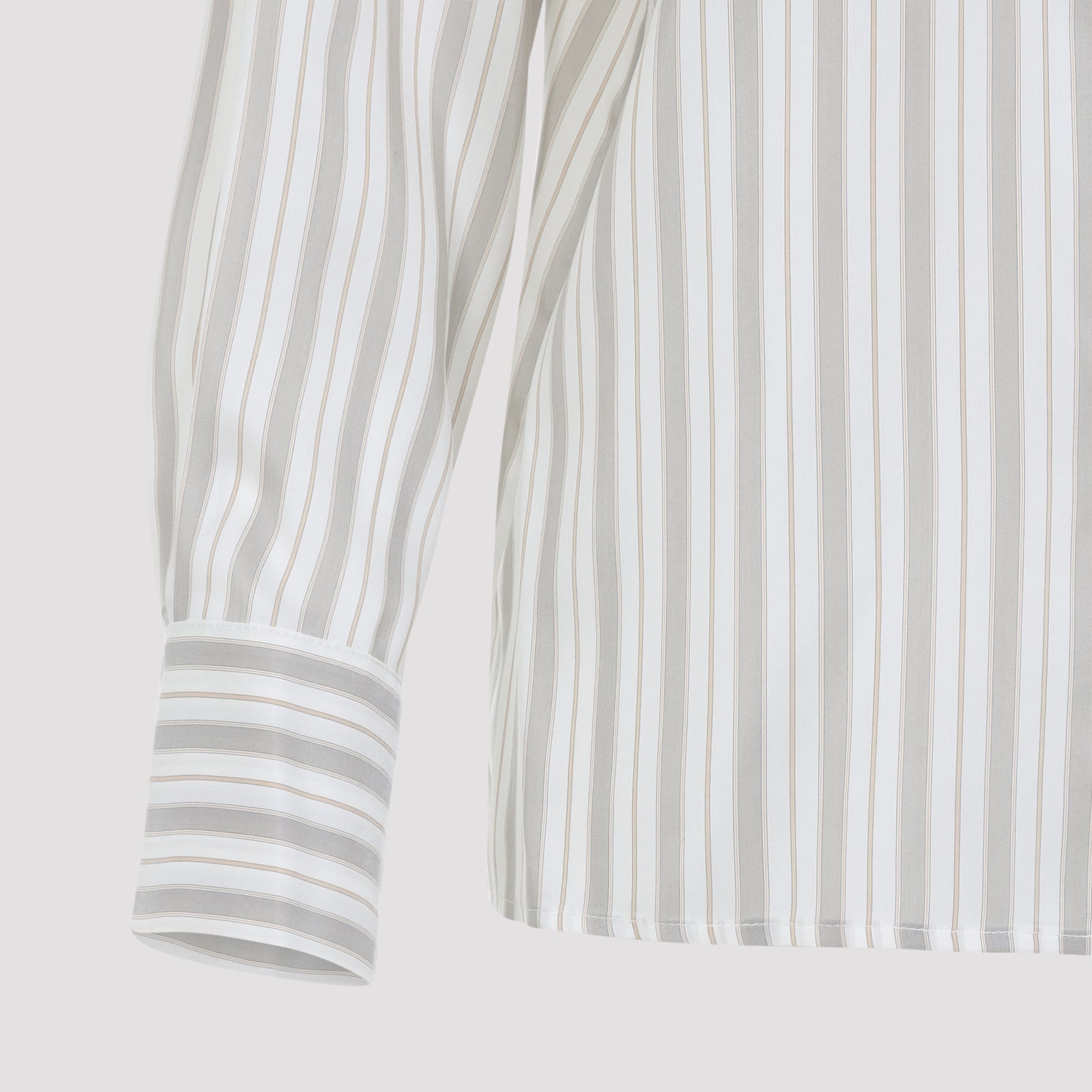 Peserico Striped Long Sleeve Shirt With Cuffed Sleeves In Multi