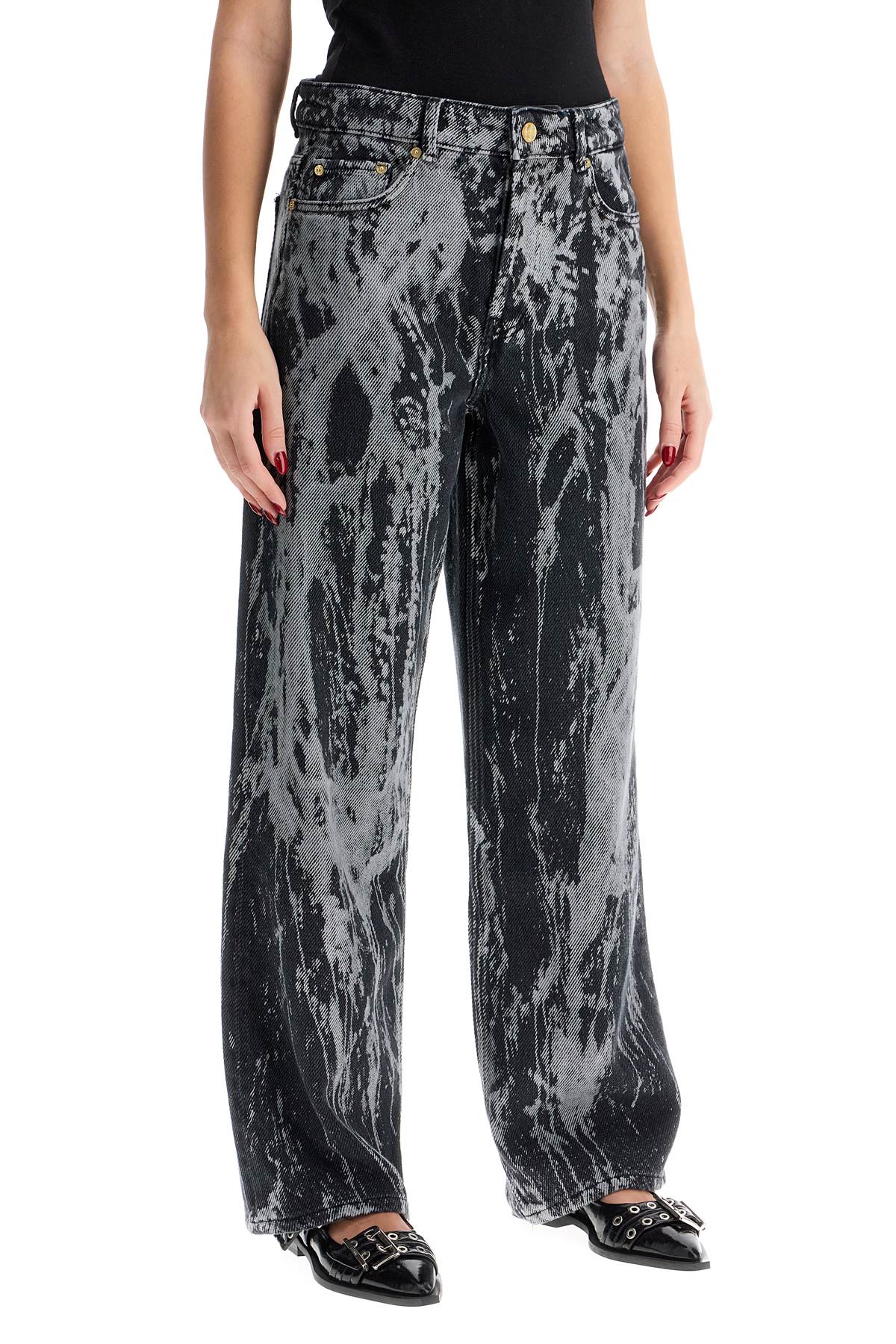 Shop Ganni Tie-dye Jeans In Washed Black/black (black)