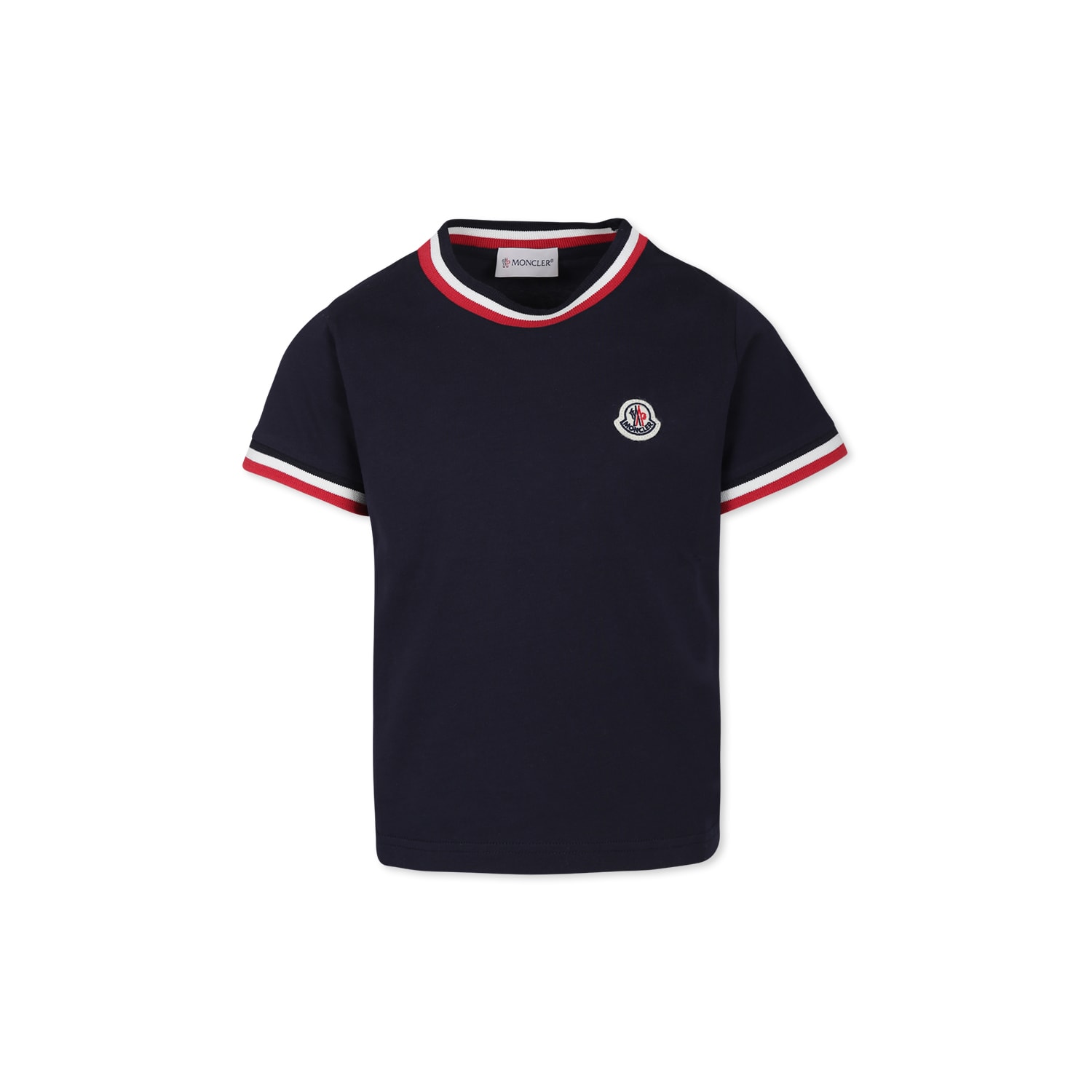 Shop Moncler Blue T-shirt For Boy With Logo