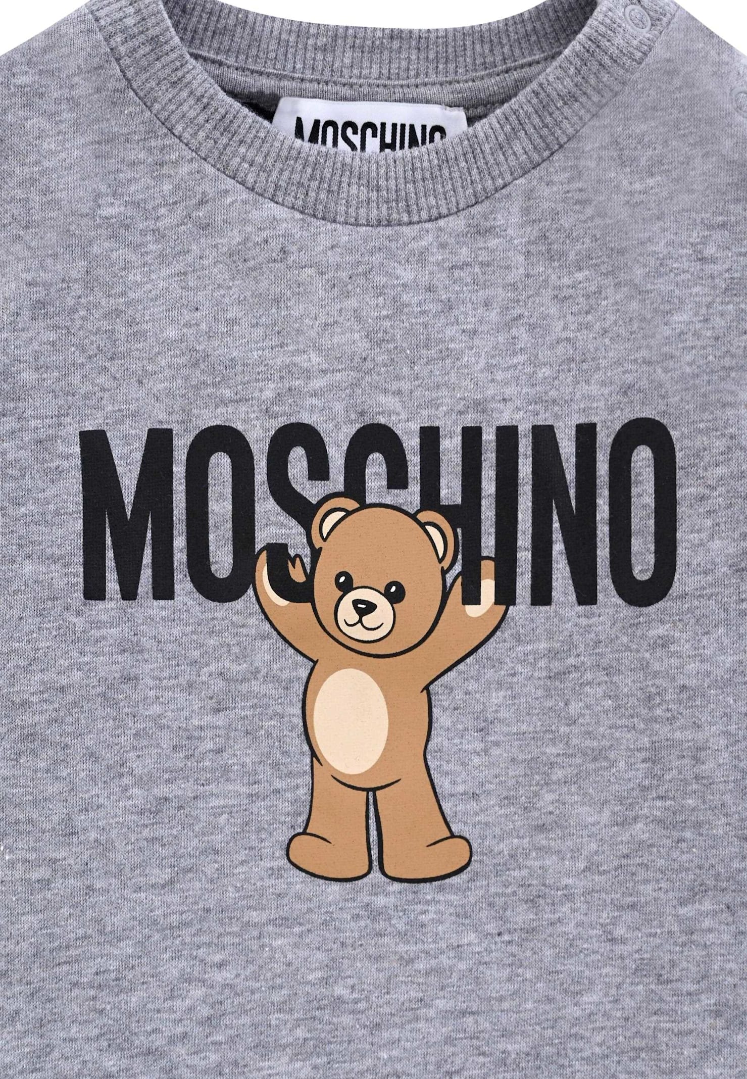 Moschino Grey T-shirt For Babykids With Teddy Bear In Gray