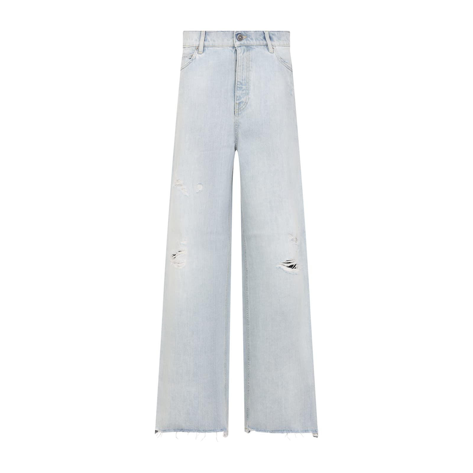 Golden Goose Relaxed Wide-leg Jeans With Distressed Detailing In Cloud Blue