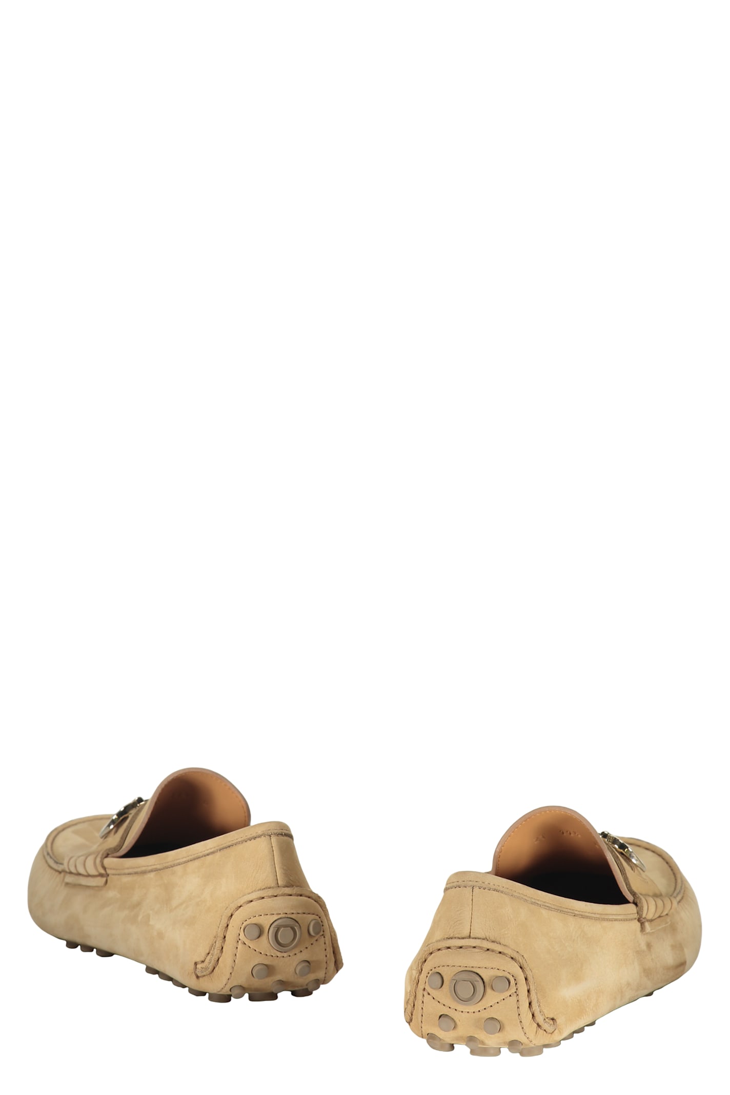 Ferragamo Gancini Leather Loafers In Brown