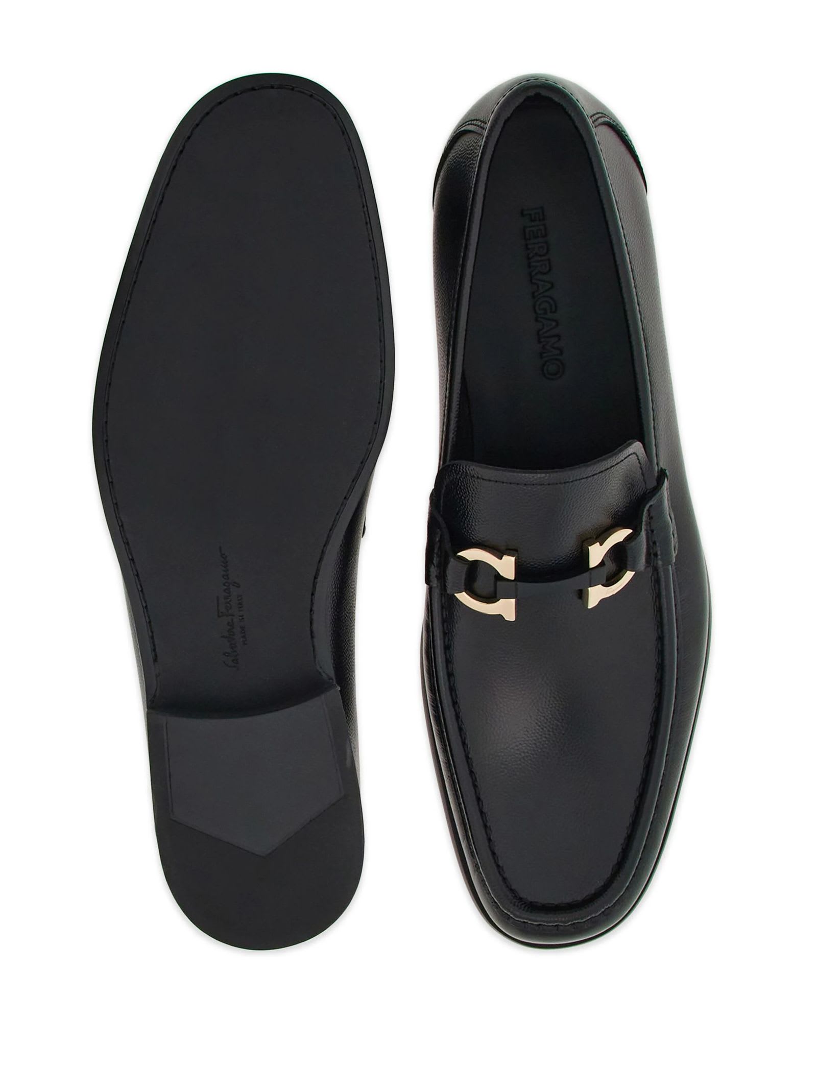 Shop Ferragamo Black Leather Loafer