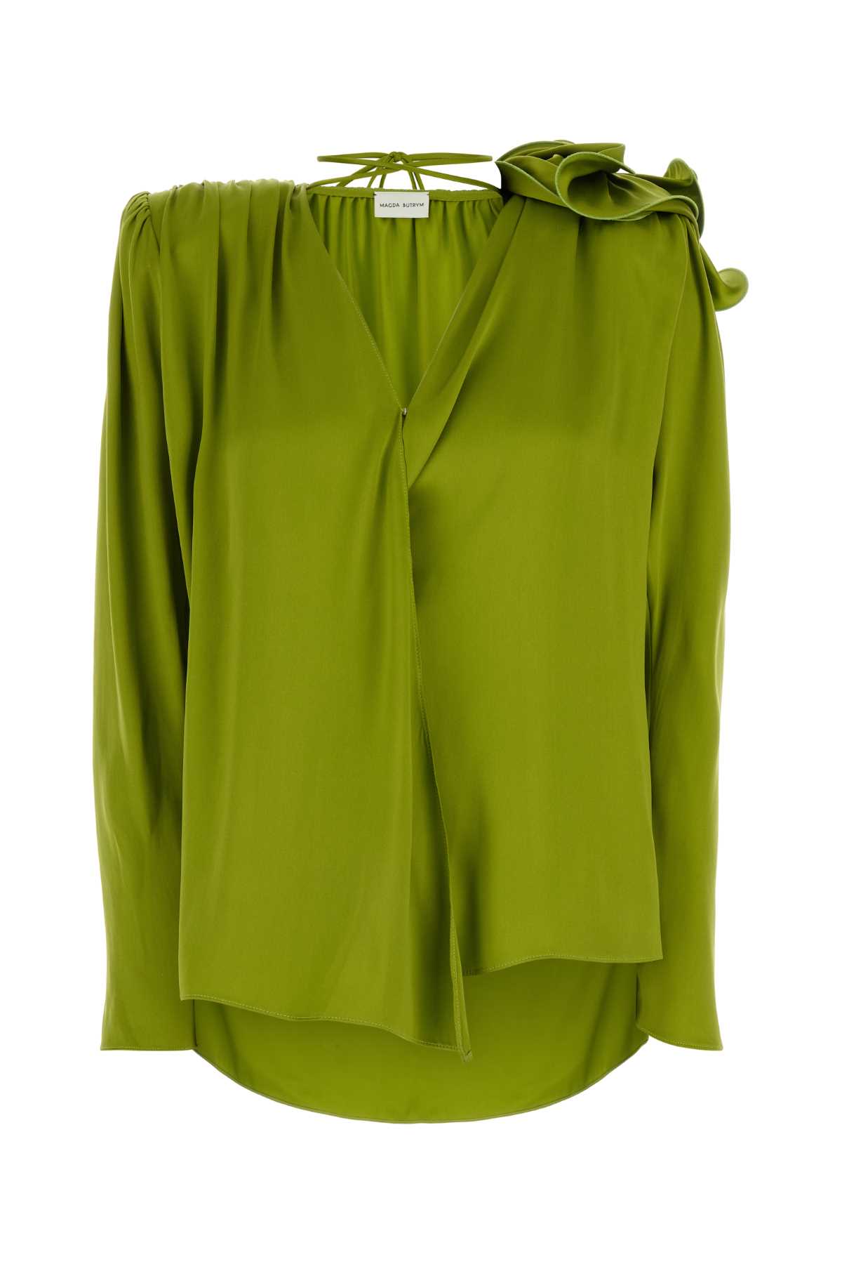 Shop Magda Butrym Green Silk Blouse