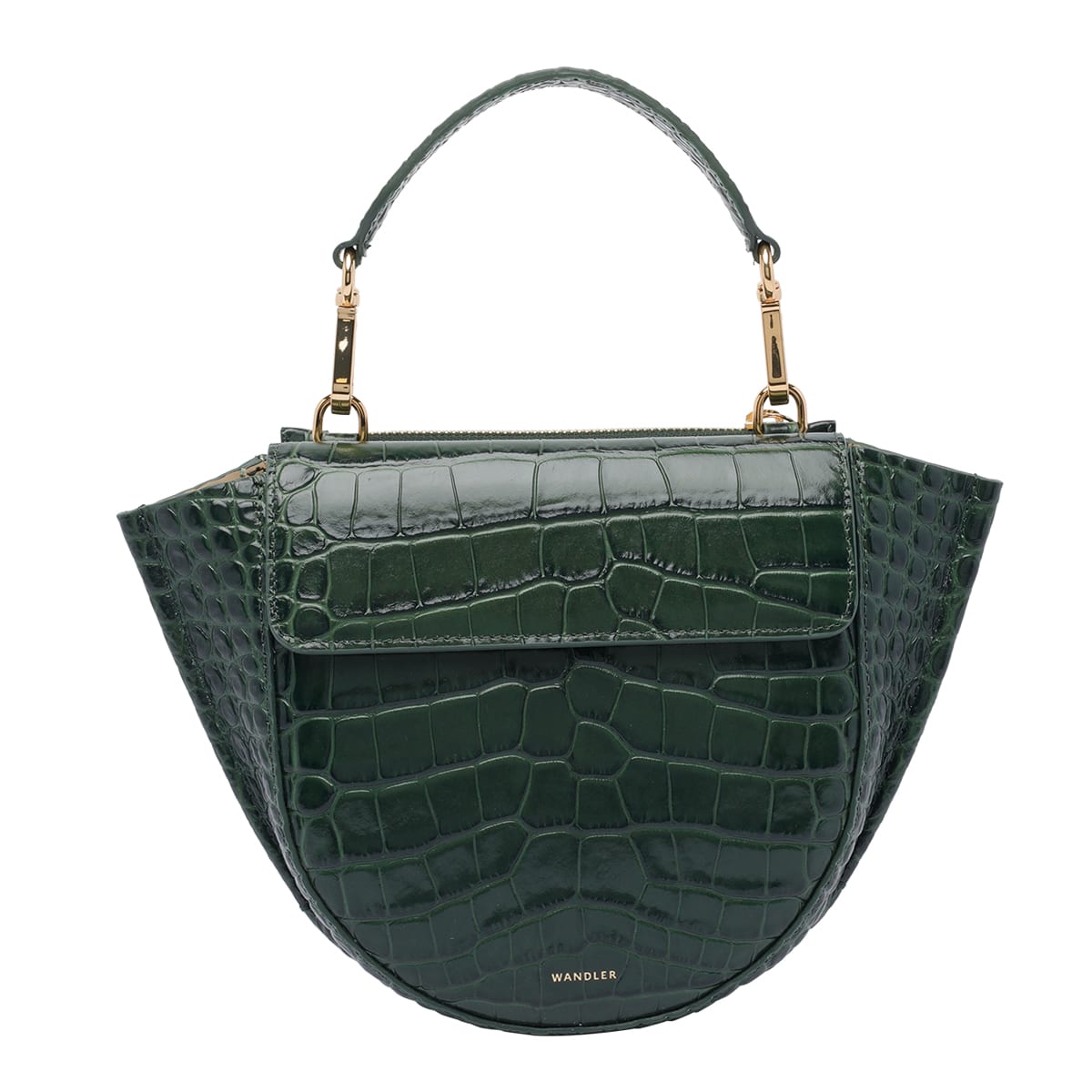 Wandler Womens Olive Croco Hortensia Mini Crocodile-effect Leather Shoulder Bag In Green