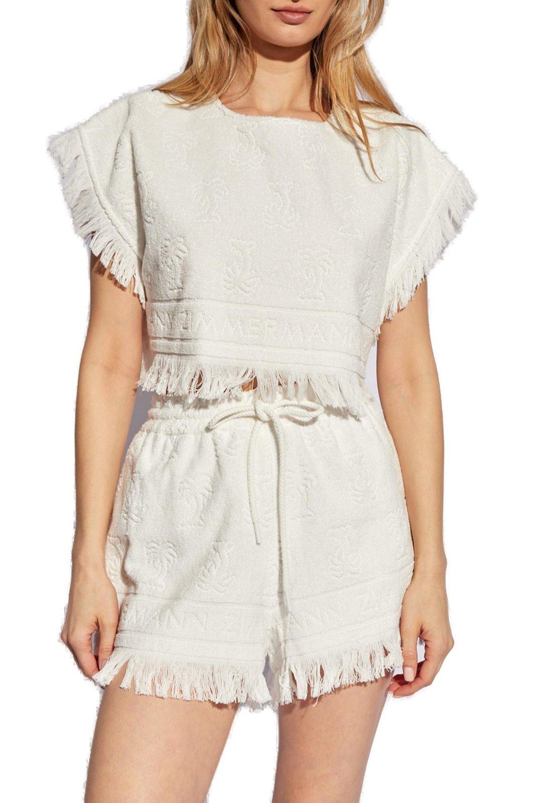 Shop Zimmermann Alight Towelling Round-neck Cropped Top In White