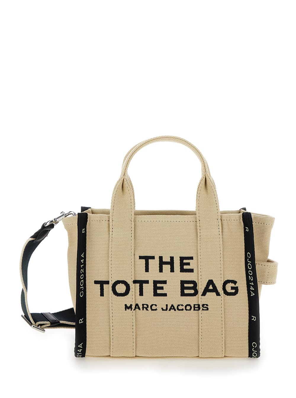 Shop Marc Jacobs Beige Handbag With Jacquard Logo In Cotton Blend Canvas Woman In White