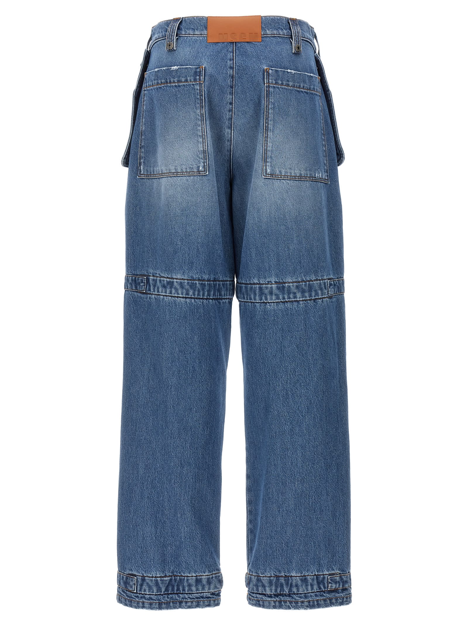 Shop Msgm Cargo Jeans In Blue