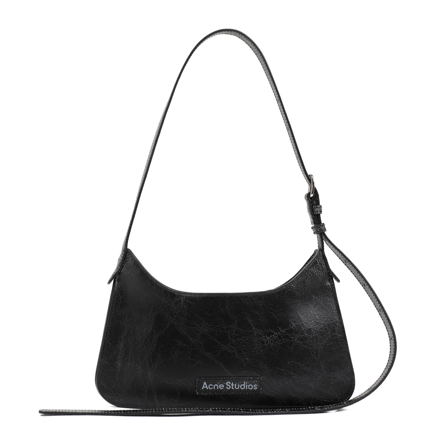 Acne Studios Black Shoulder Bag With Cracked Leather Finish