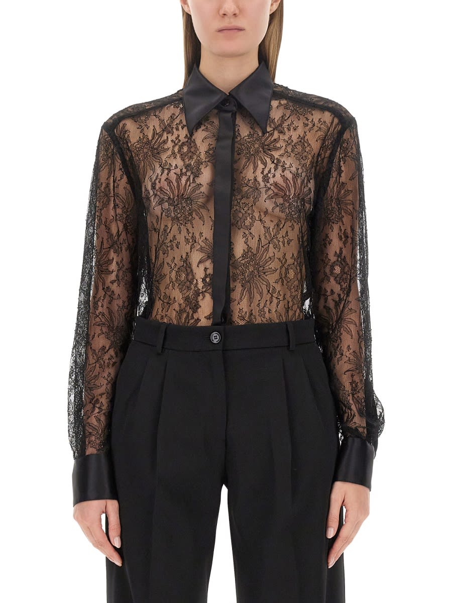 Dolce & Gabbana Chantilly Lace Shirt In Black