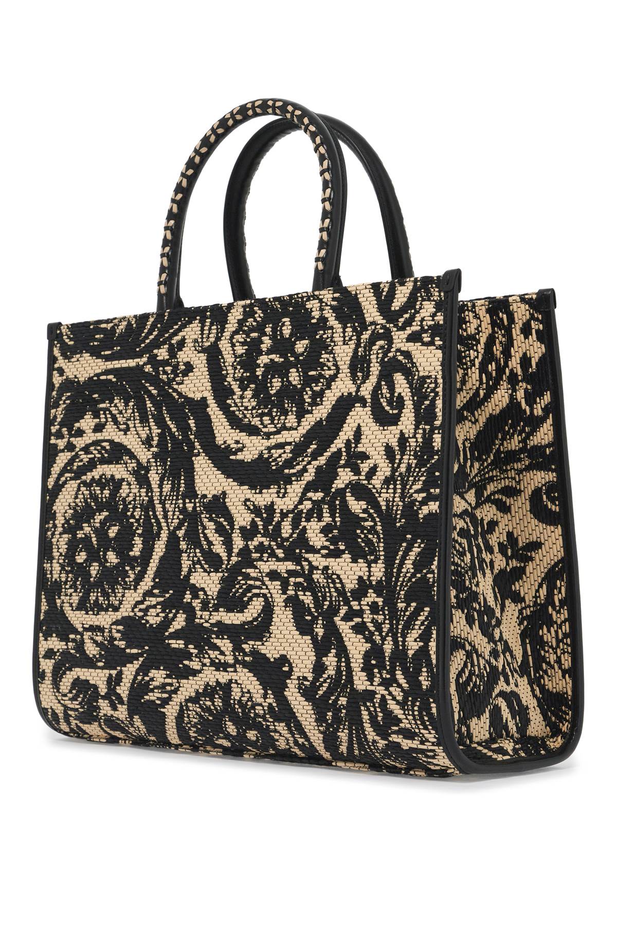 Shop Versace Medium Athena Barocco Tote Bag In Raff In Multicolor Black- (orange)