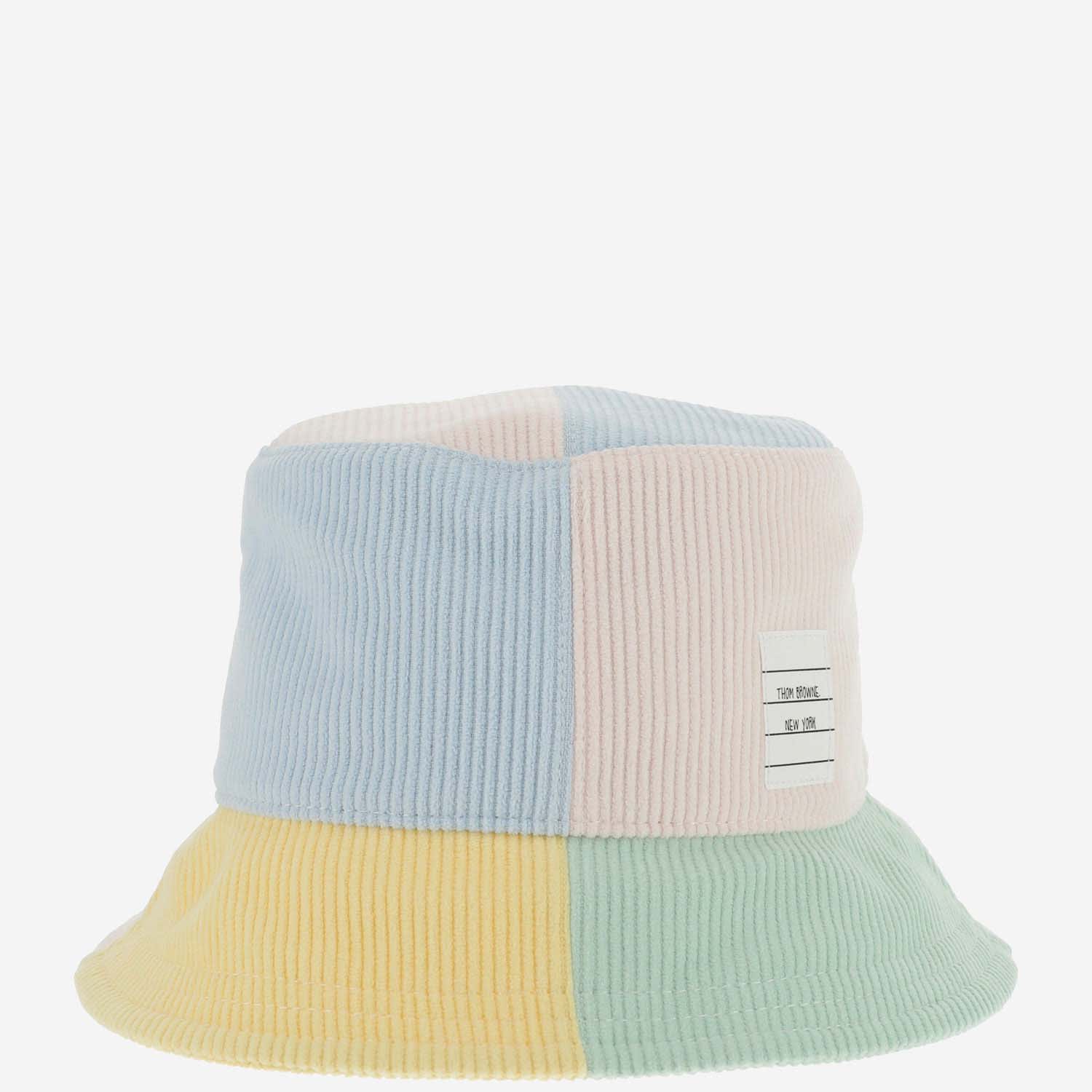 Thom Browne Colourblock Velvet Bucket Hat In Pink