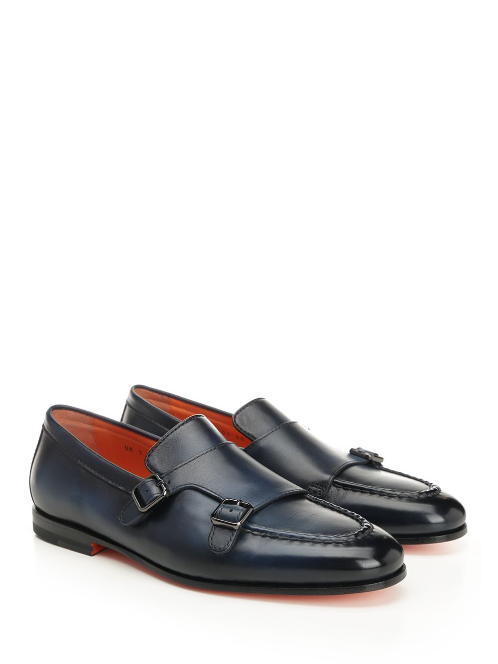 Santoni Black Round Toe Monk Shoes In U60