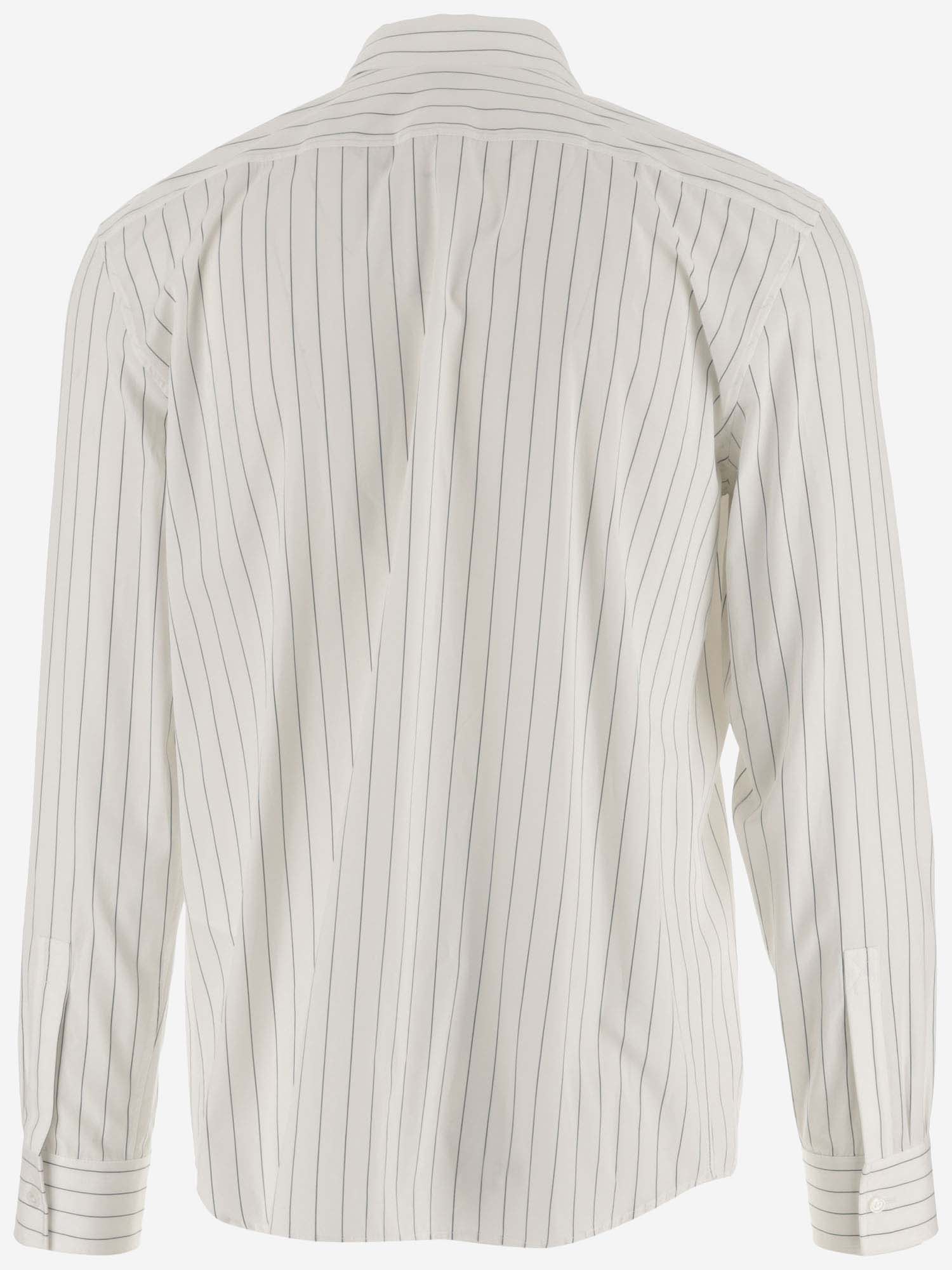 Shop Bottega Veneta Striped Cotton Shirt In White