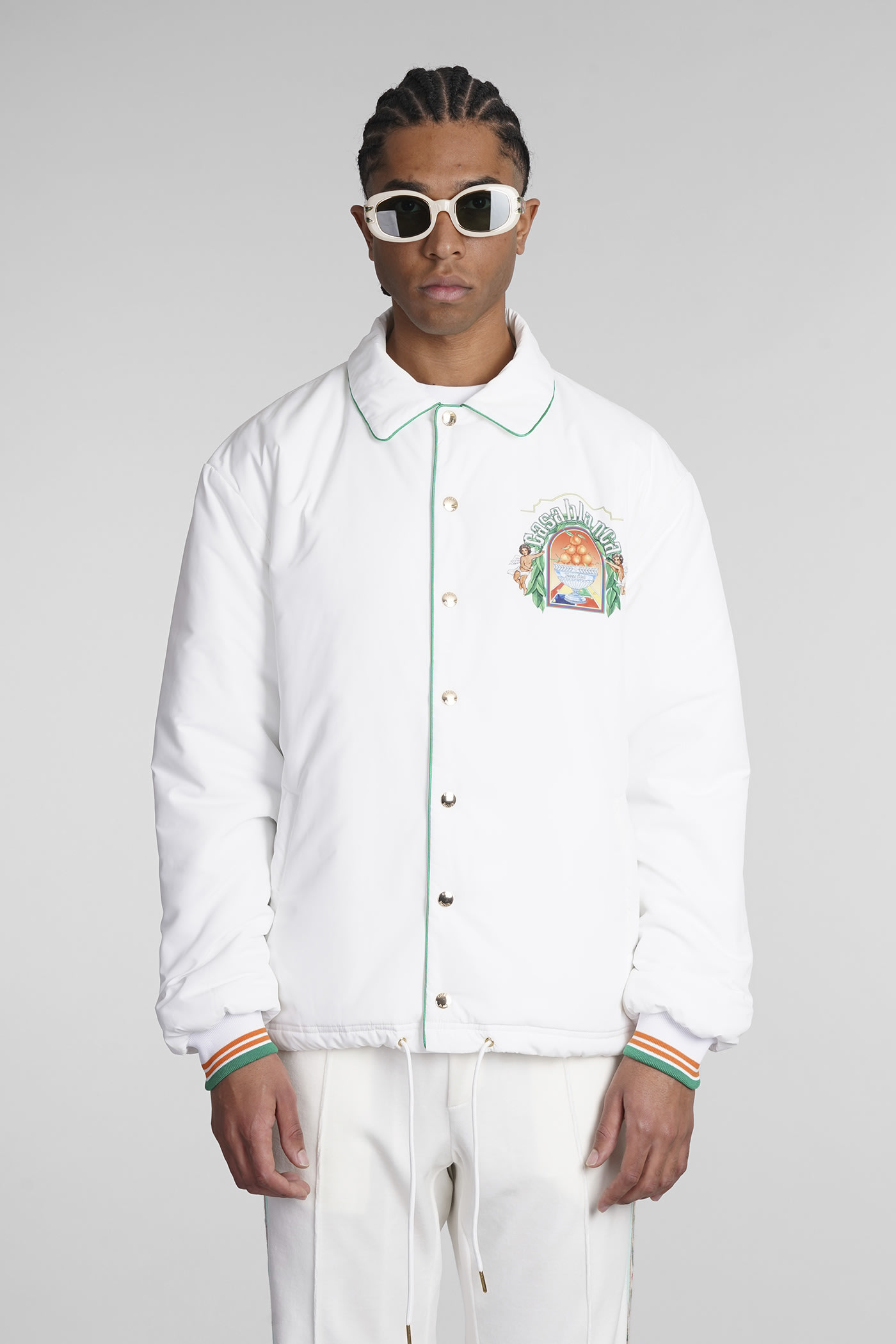 Shop Casablanca Casual Jacket In White Polyester