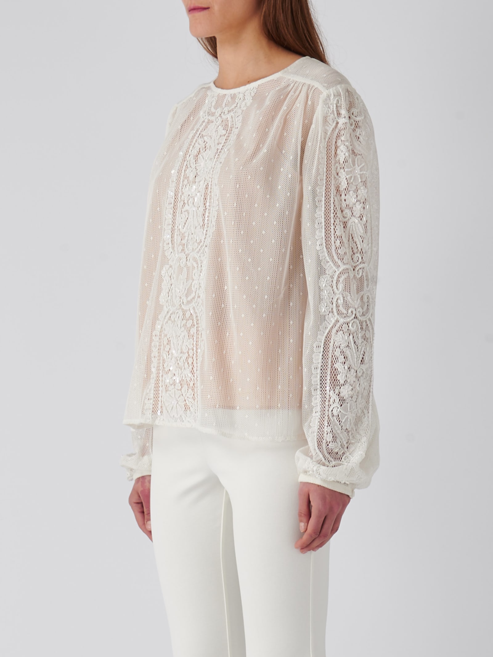 Shop Twinset Poliester Blouse In Bianco