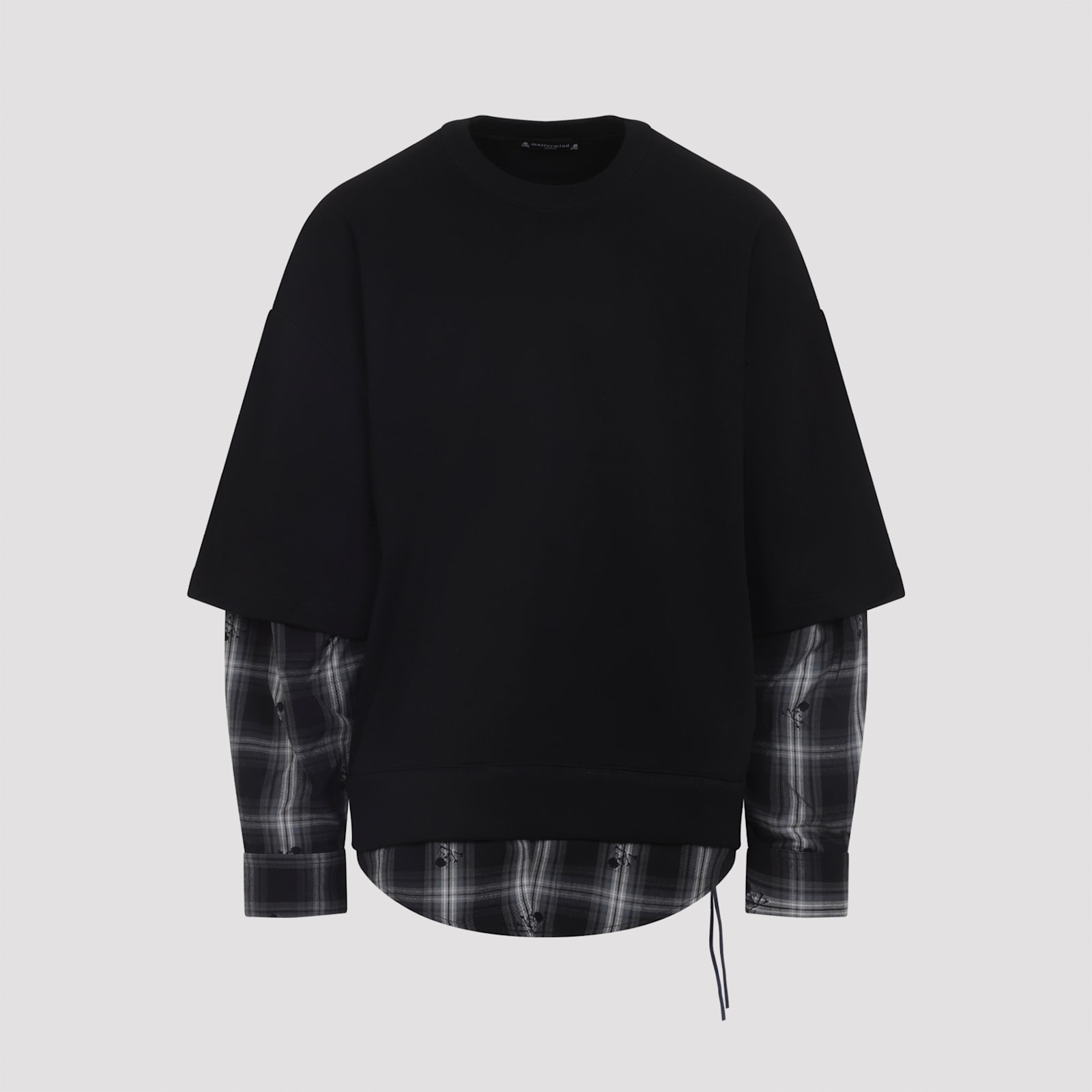 Mastermind Japan Multilayered Cotton Sweatshirt With Plaid Detail In Black