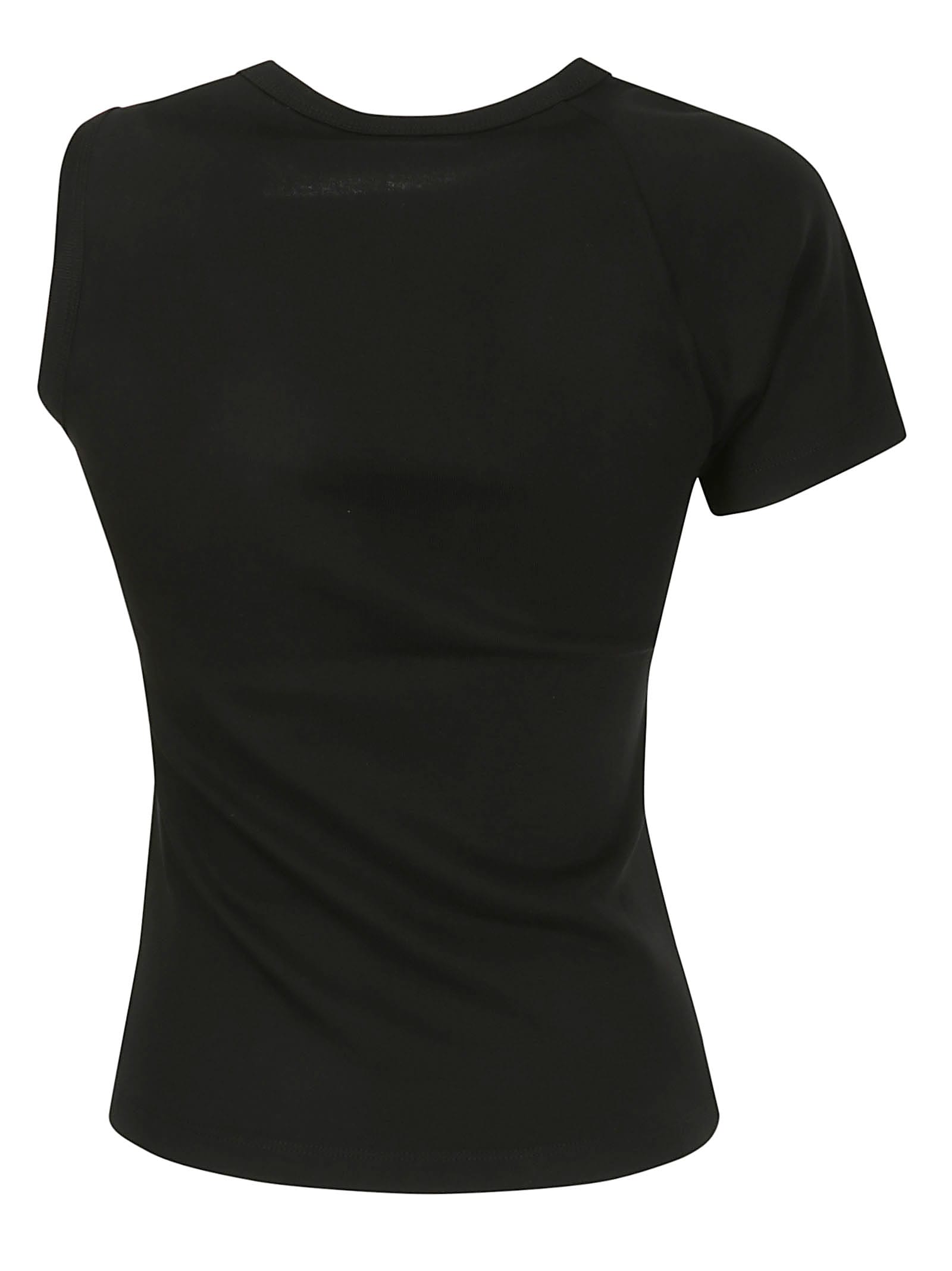 Shop Juunj Unbalanced Short Sleeve T-shirt In Black