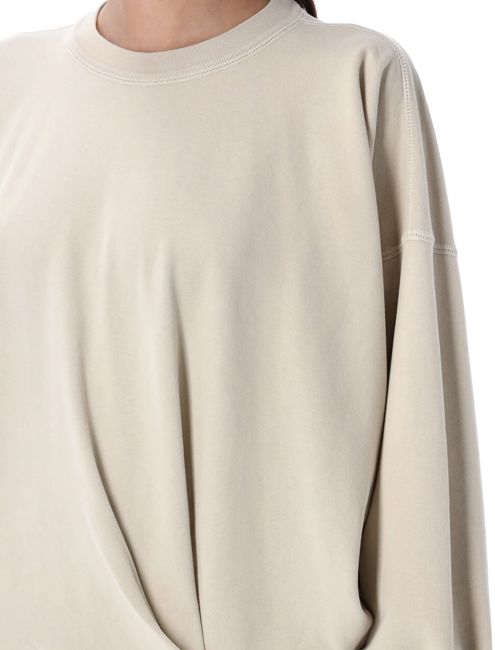 Isabel Marant Étoile Crew Neck Top Dropped Shoulders Long Sleeves In Neutral