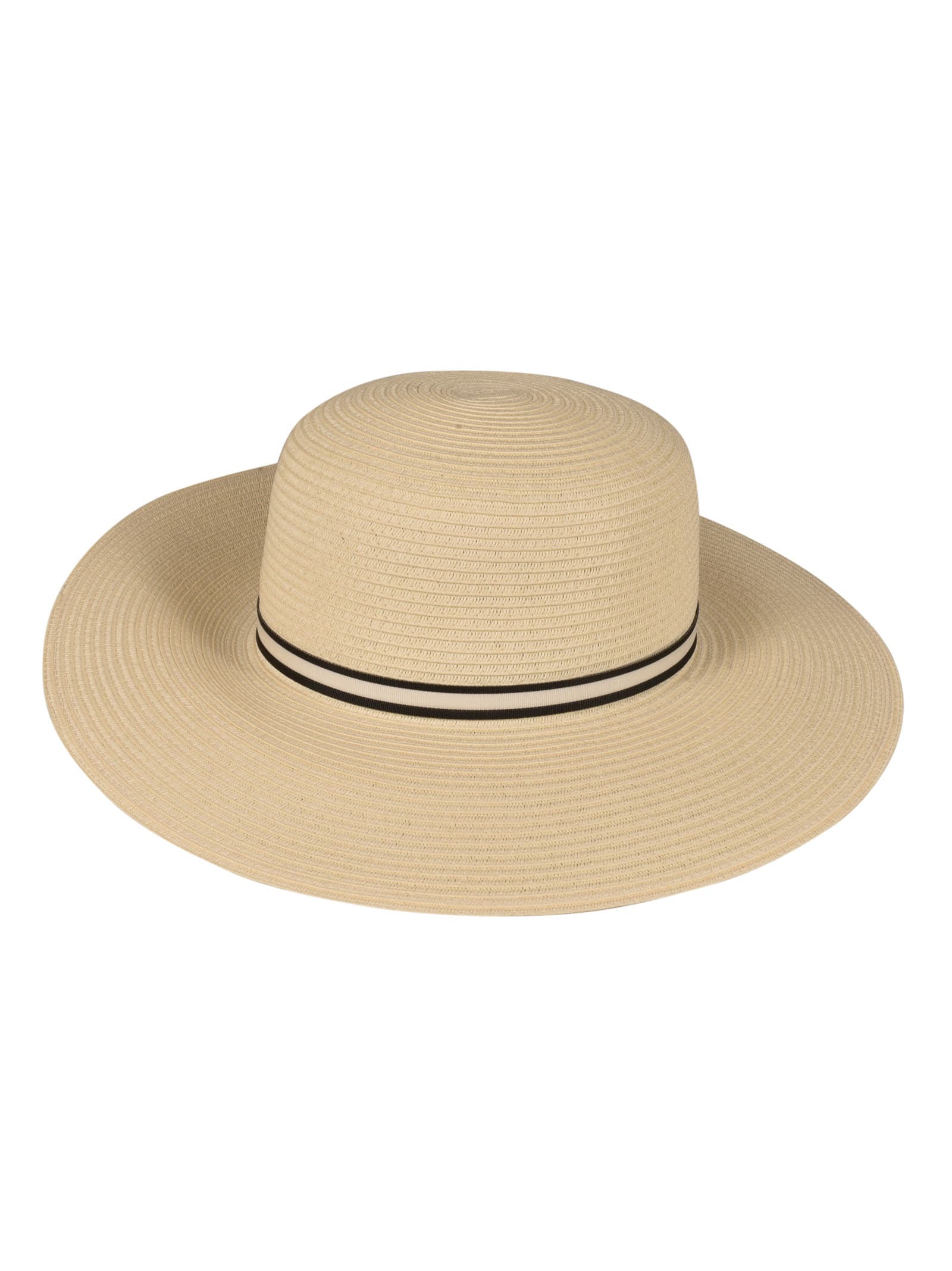 Borsalino Classic Fitted Sun Hat In White/black