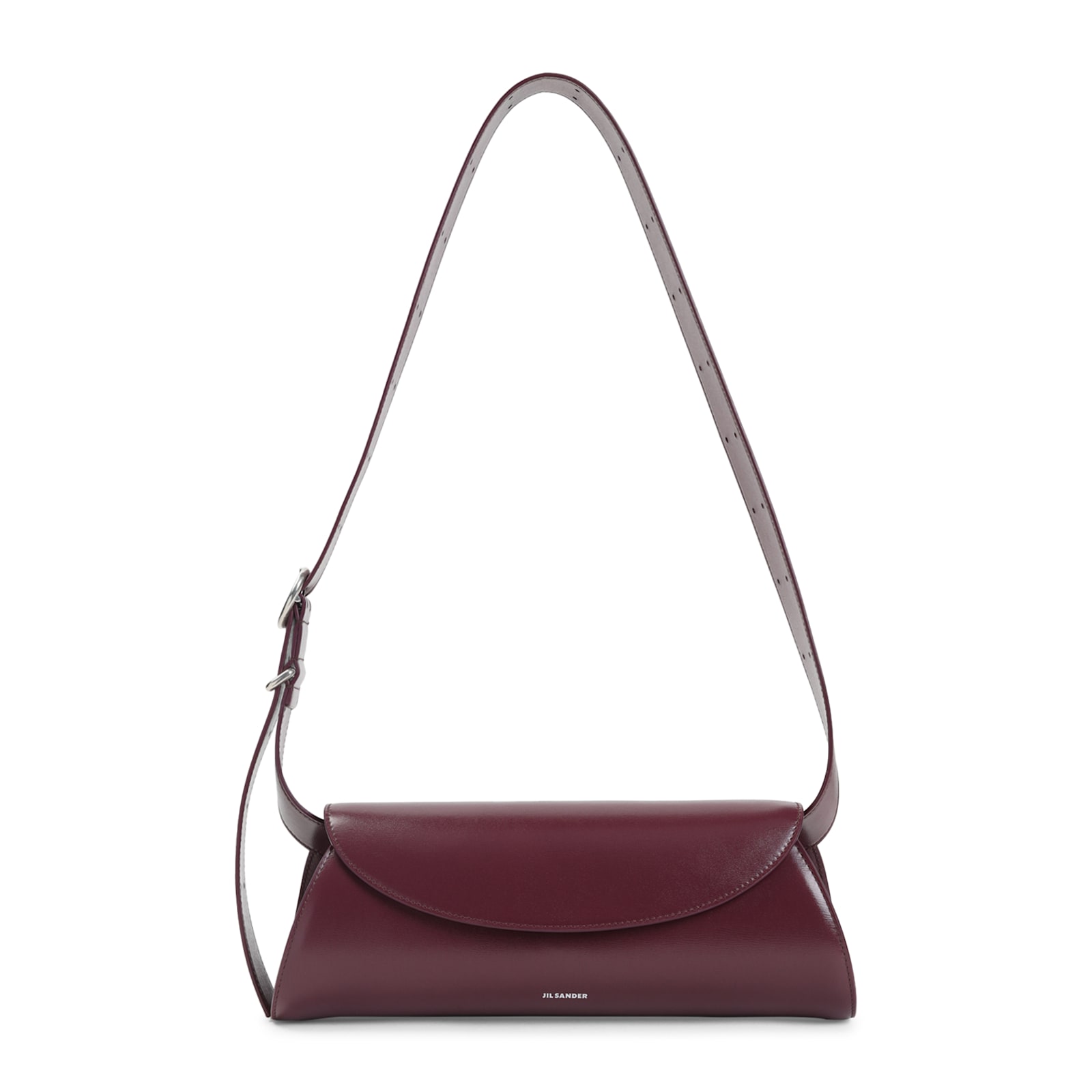 Jil Sander Cannolo Small Leather Shoulder Bag In White