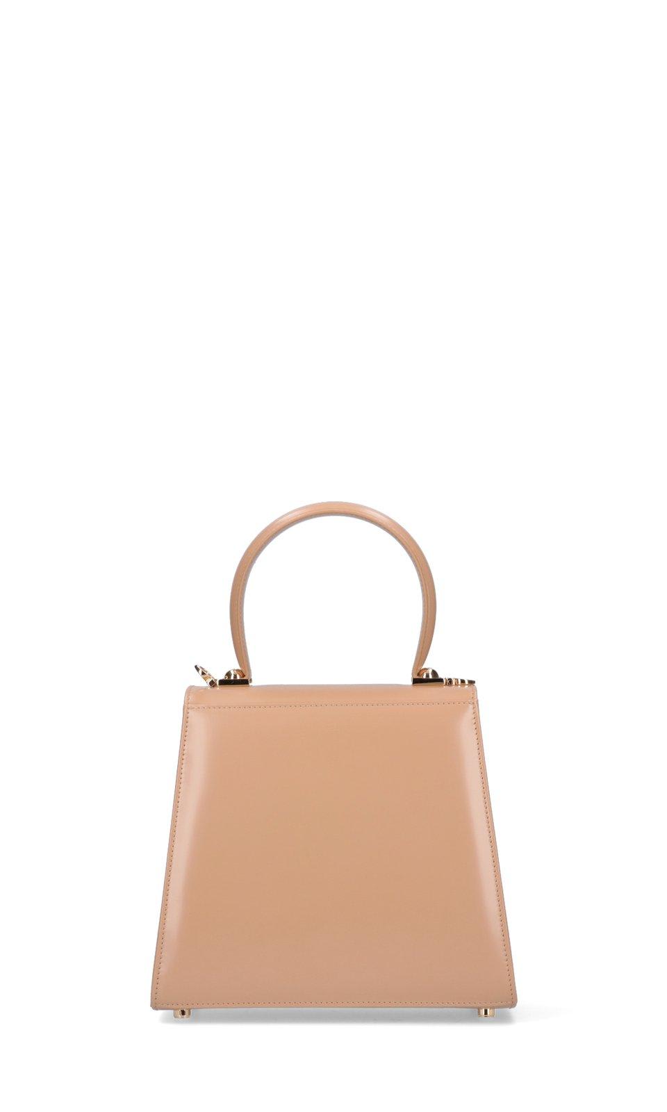 Shop Ferragamo Gancini Top Handle Bag In Beige