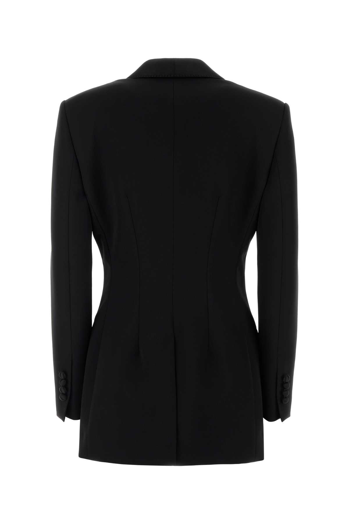 Dolce & Gabbana Black Stretch Wool Blend Blazer In Nero