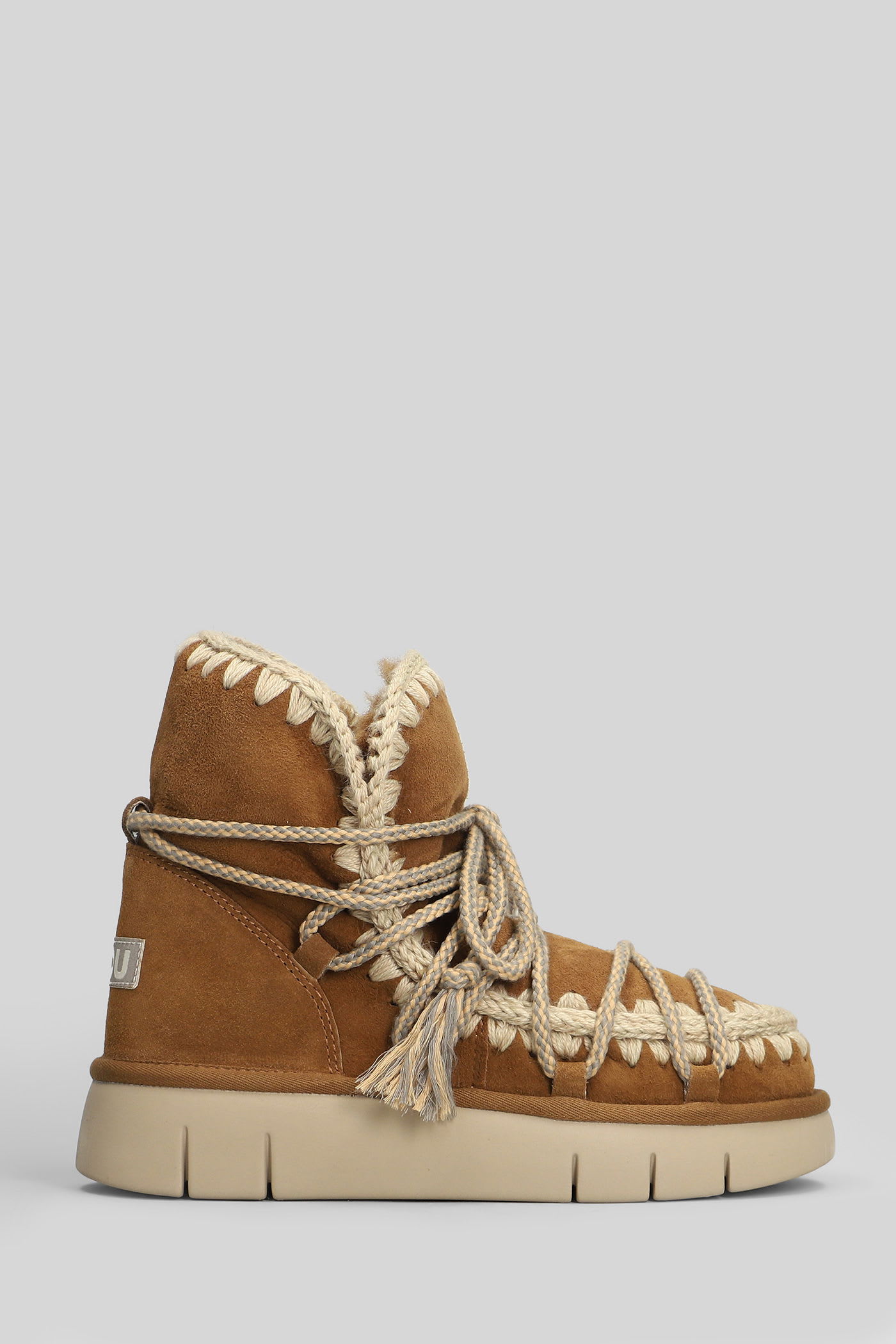 Mou Bounce Boot Scoubied High Heels Ankle Boots In Brown Suede In Brown