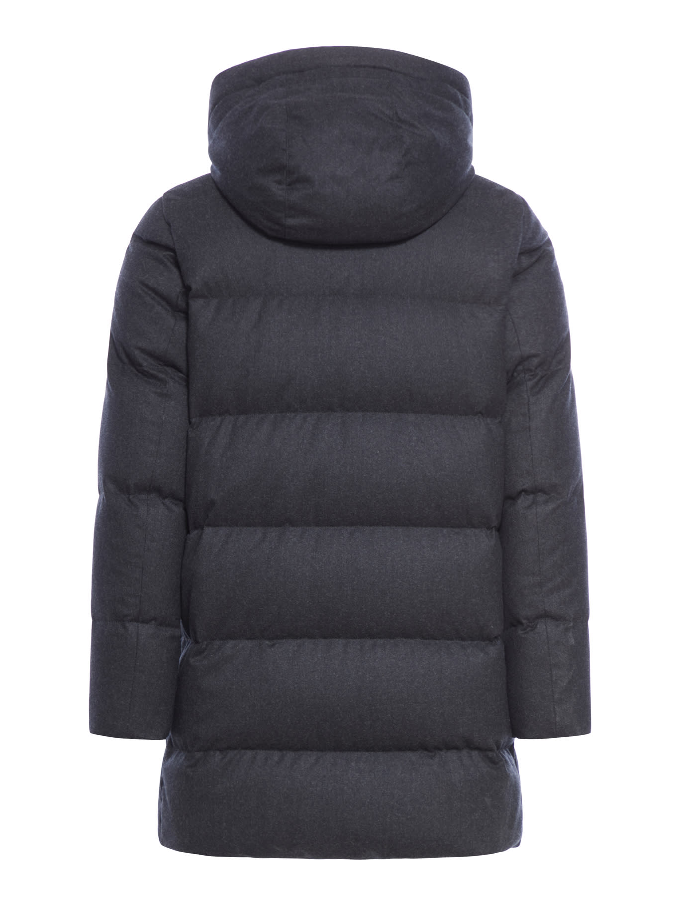 Shop Woolrich Luxe Wool Long Parka In Charcoal Melange