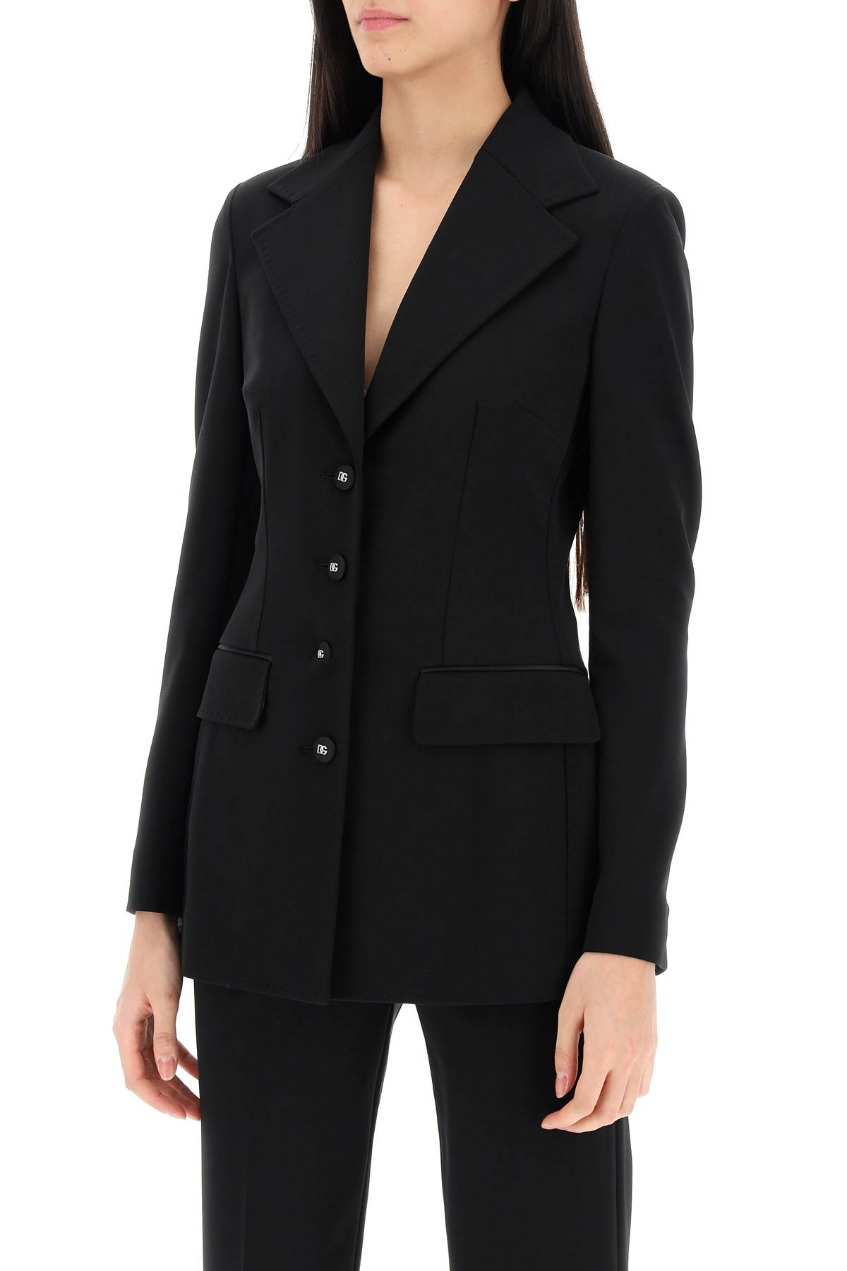 Shop Dolce & Gabbana Milano-stitch Jersey Single-breasted Jacket In Nero