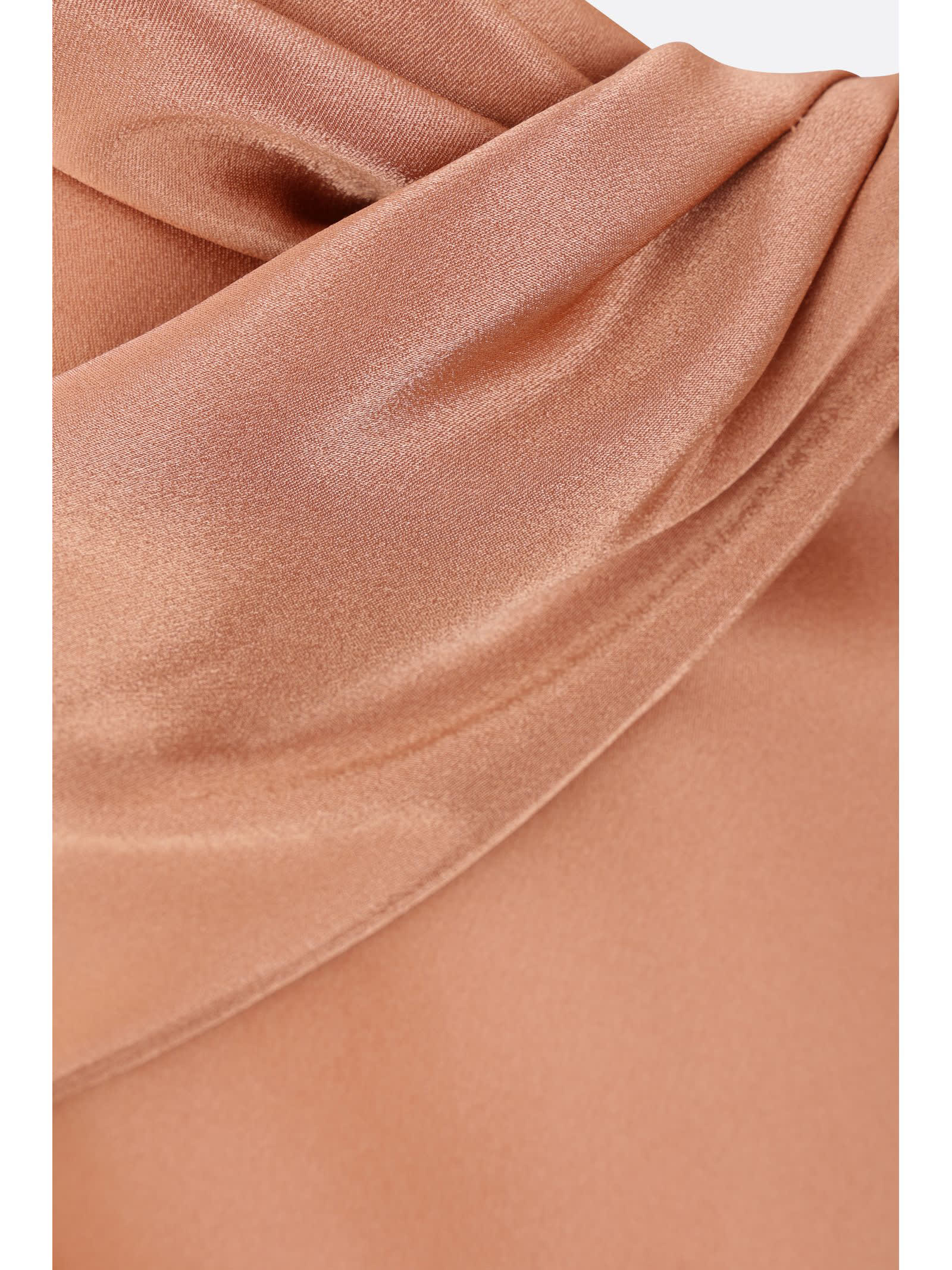 Shop Alberta Ferretti Long Bronze Silk Blend Satin Dress In Brown