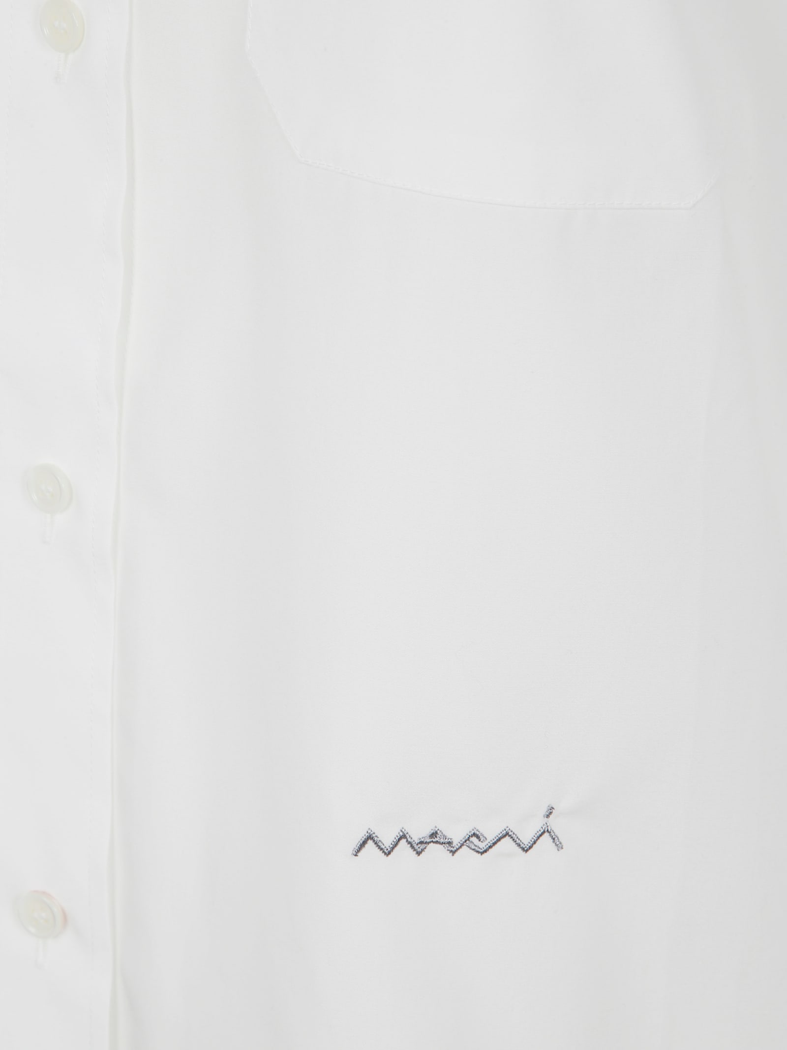 Marni Short-sleeved Tailored Cotton Shirt In Lily White