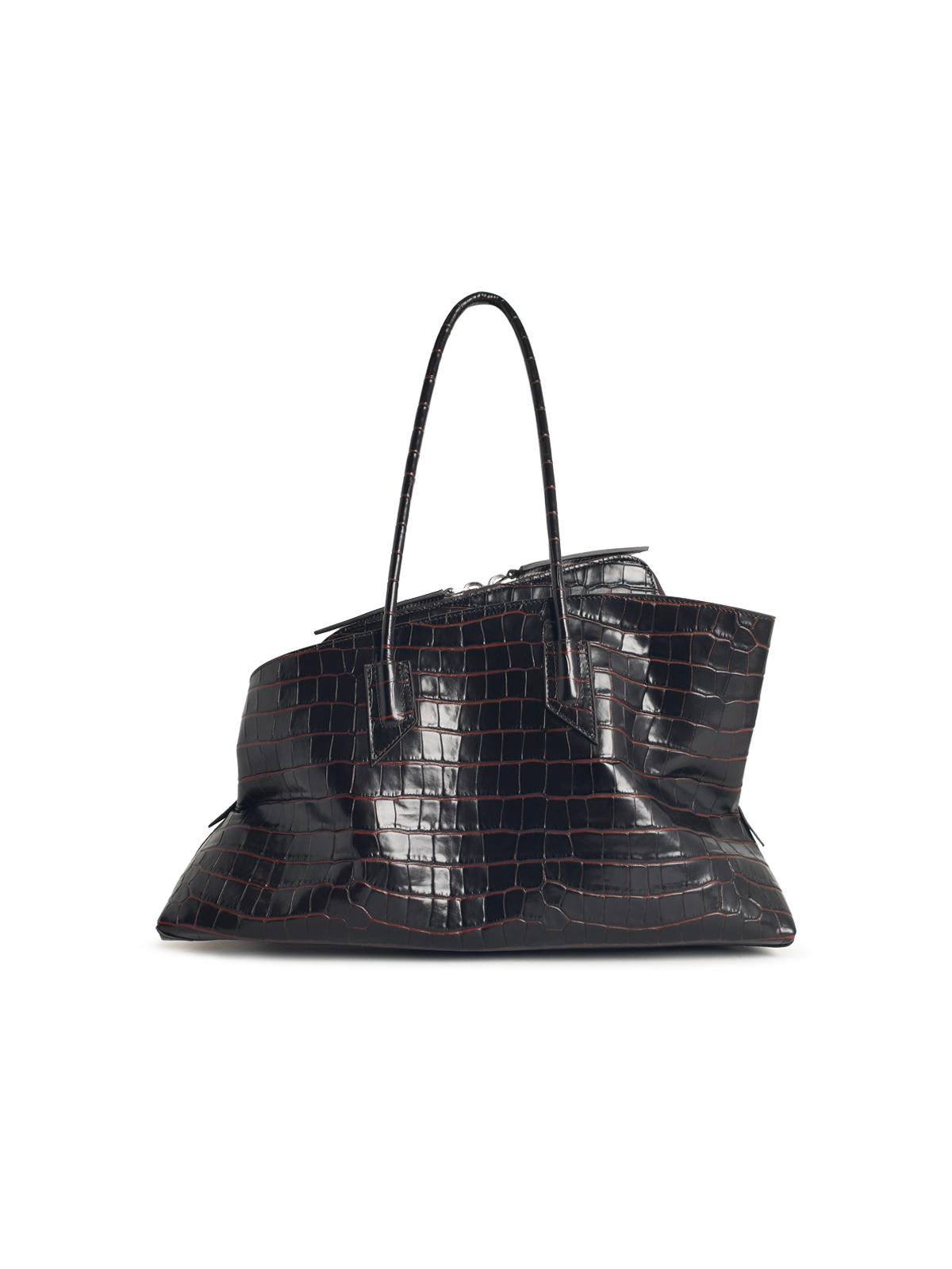Attico La Passeggiata Coffee Medium Leather Bag In Brown
