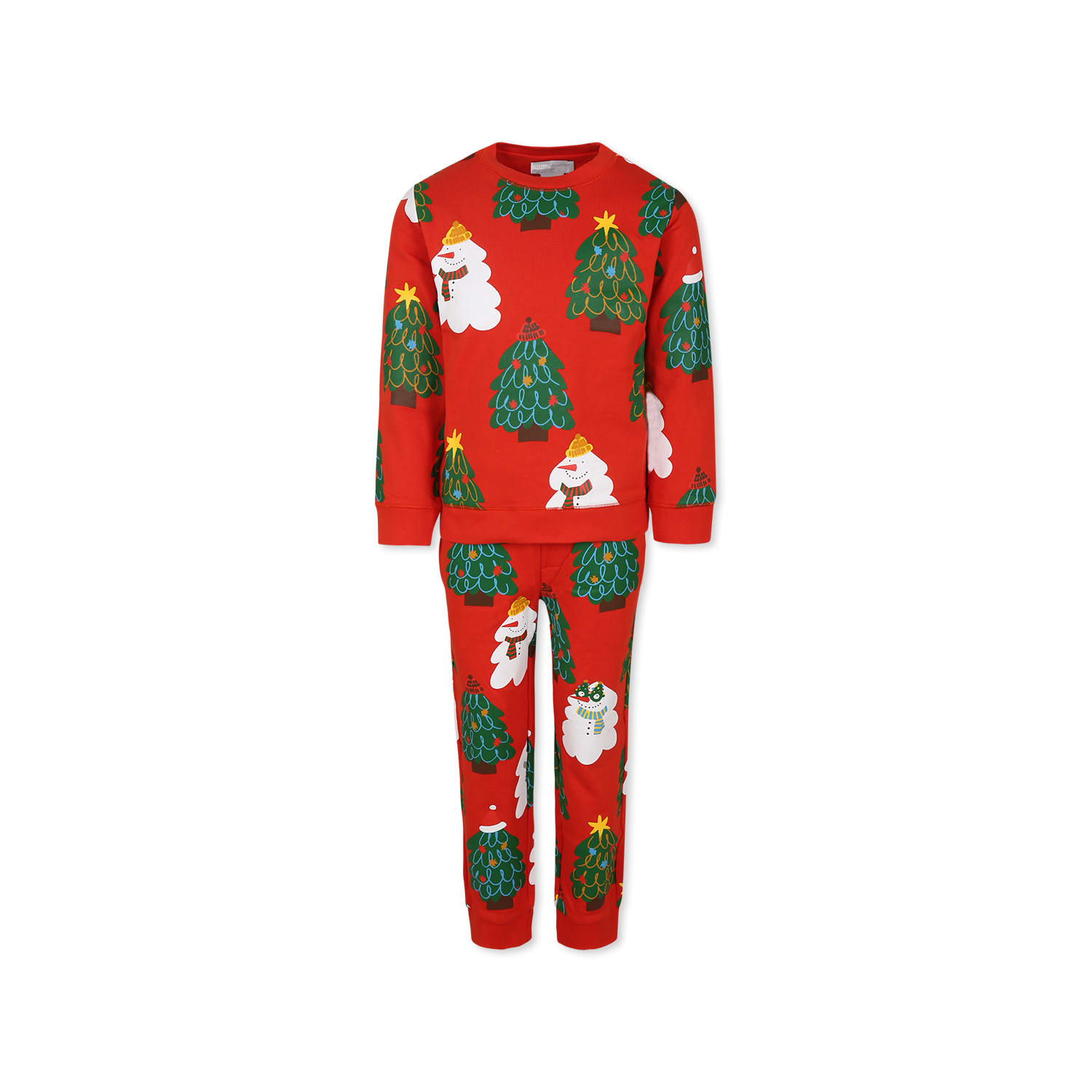 Stella Mccartney Christmas-print Organic-cotton Trousers In Red