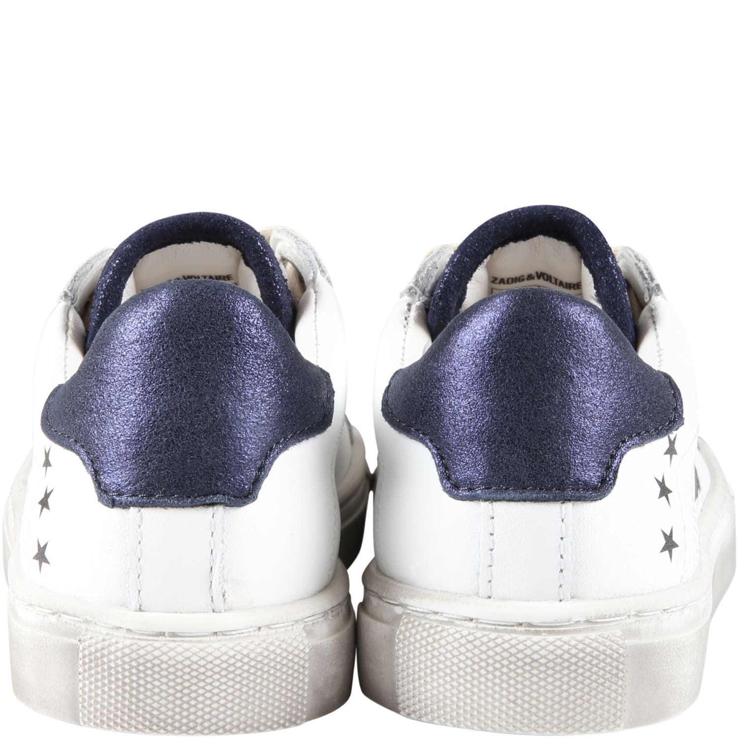 Shop Zadig &amp; Voltaire White Sneakers For Kids With Logo In Blue