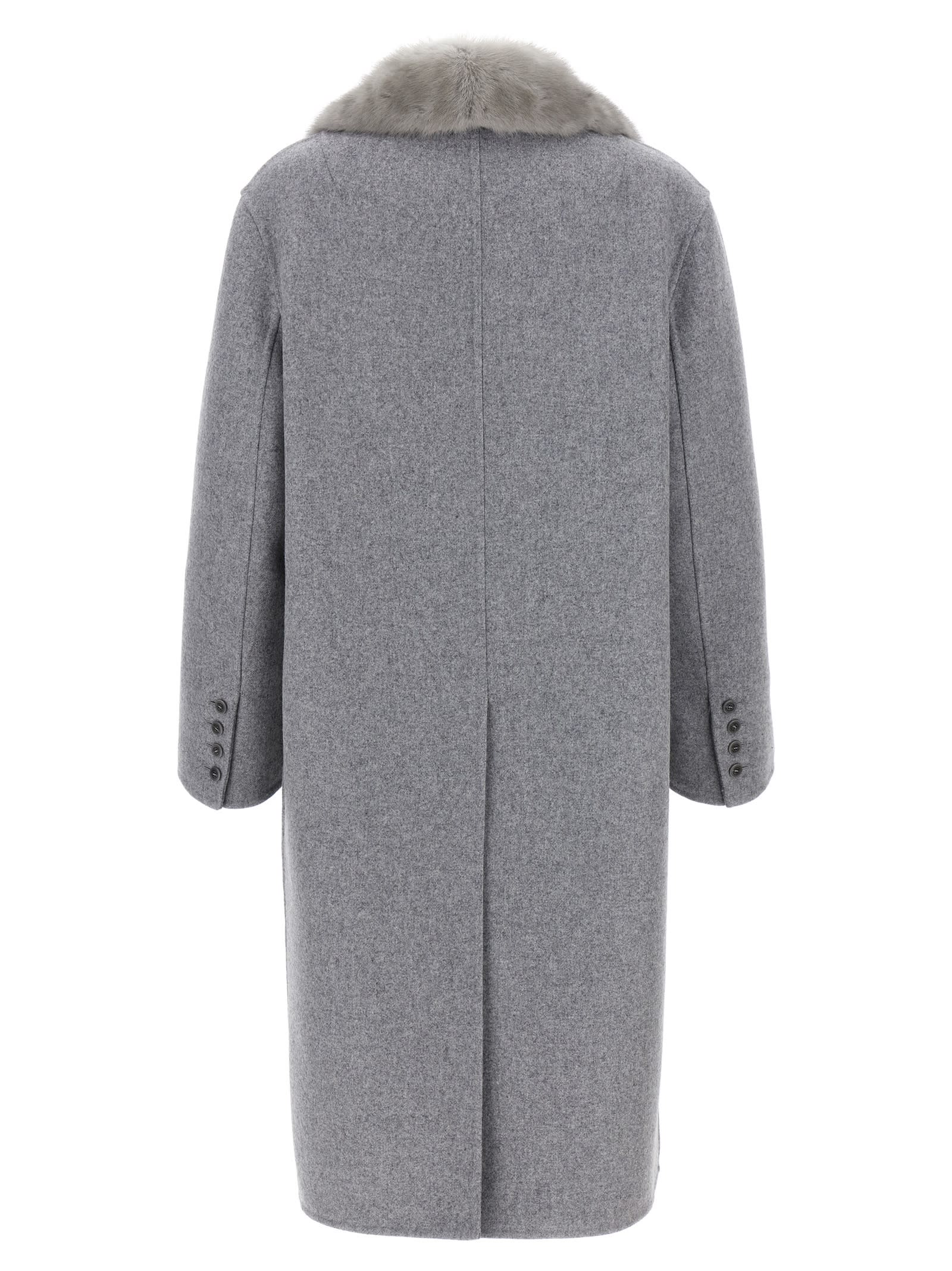 Shop Ermanno Scervino Mink Single-breasted Coat In Gray