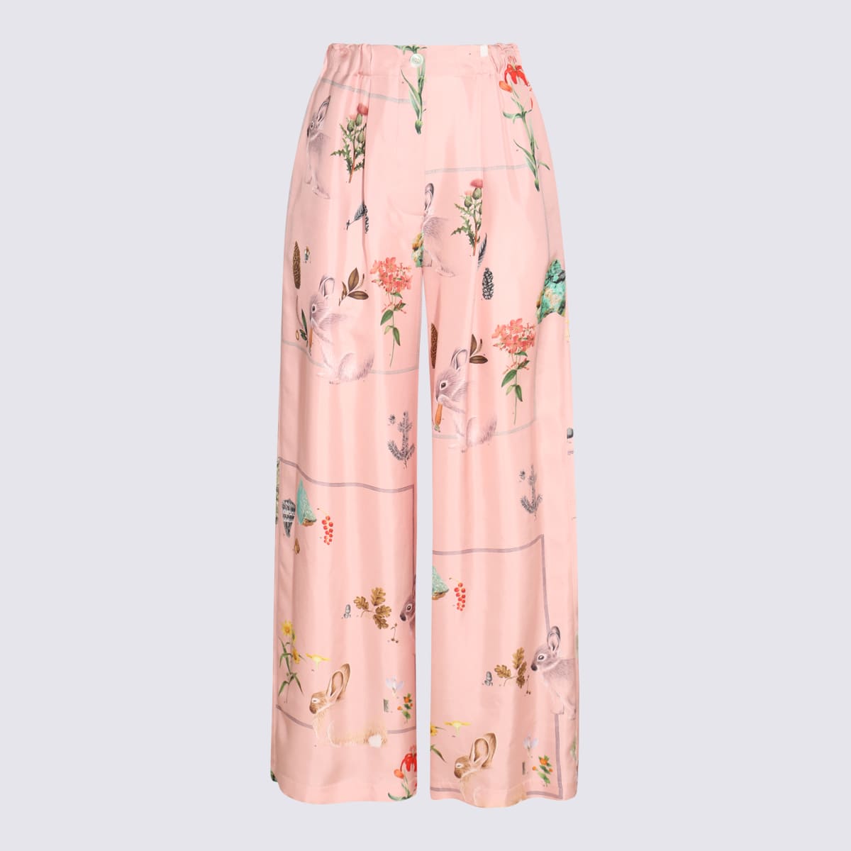 Shop Lanvin Pink Silk Floreal Pants