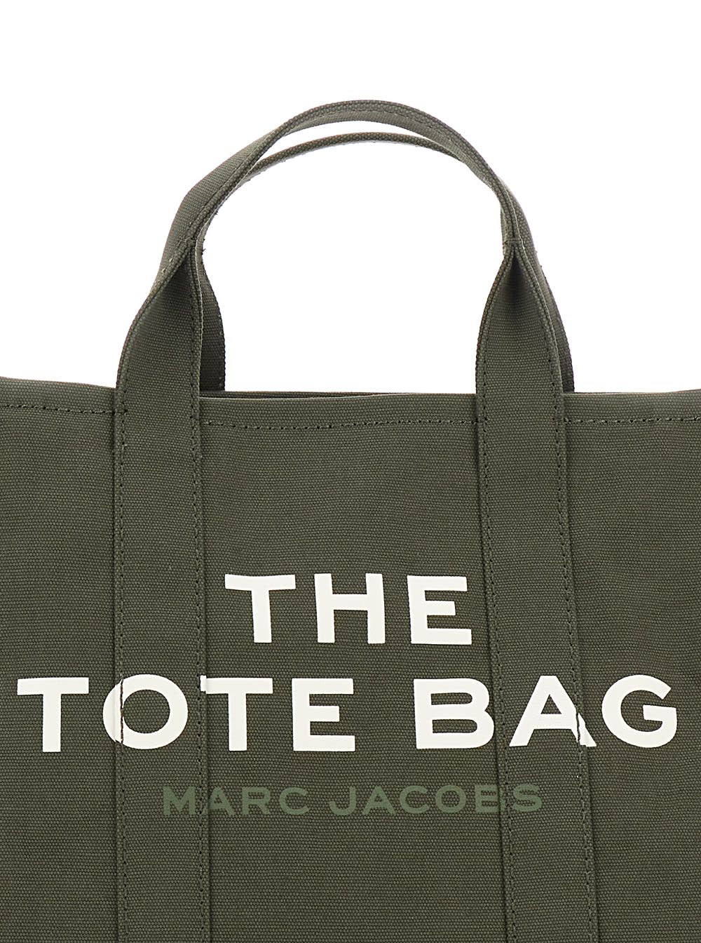 Marc Jacobs The Medium Tote Green Handbag With Logo Lettering On The Front In Cotton Woman In Green