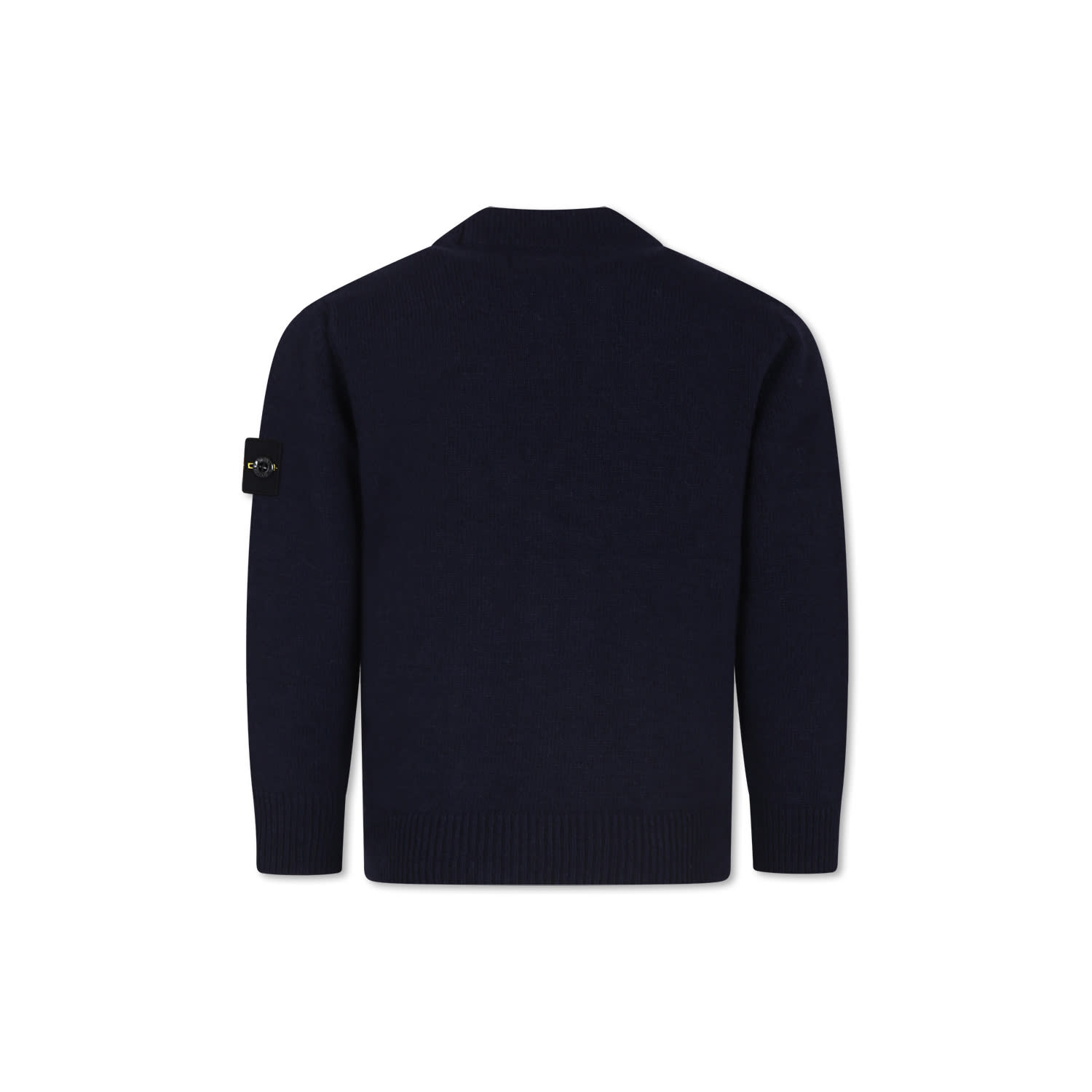 Stone Island Blue Cardigan For Boy With Compass In Blue