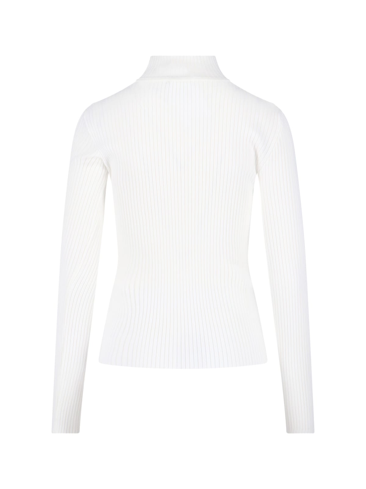 Courrèges Mockneck Rib Knit Sweater In Red