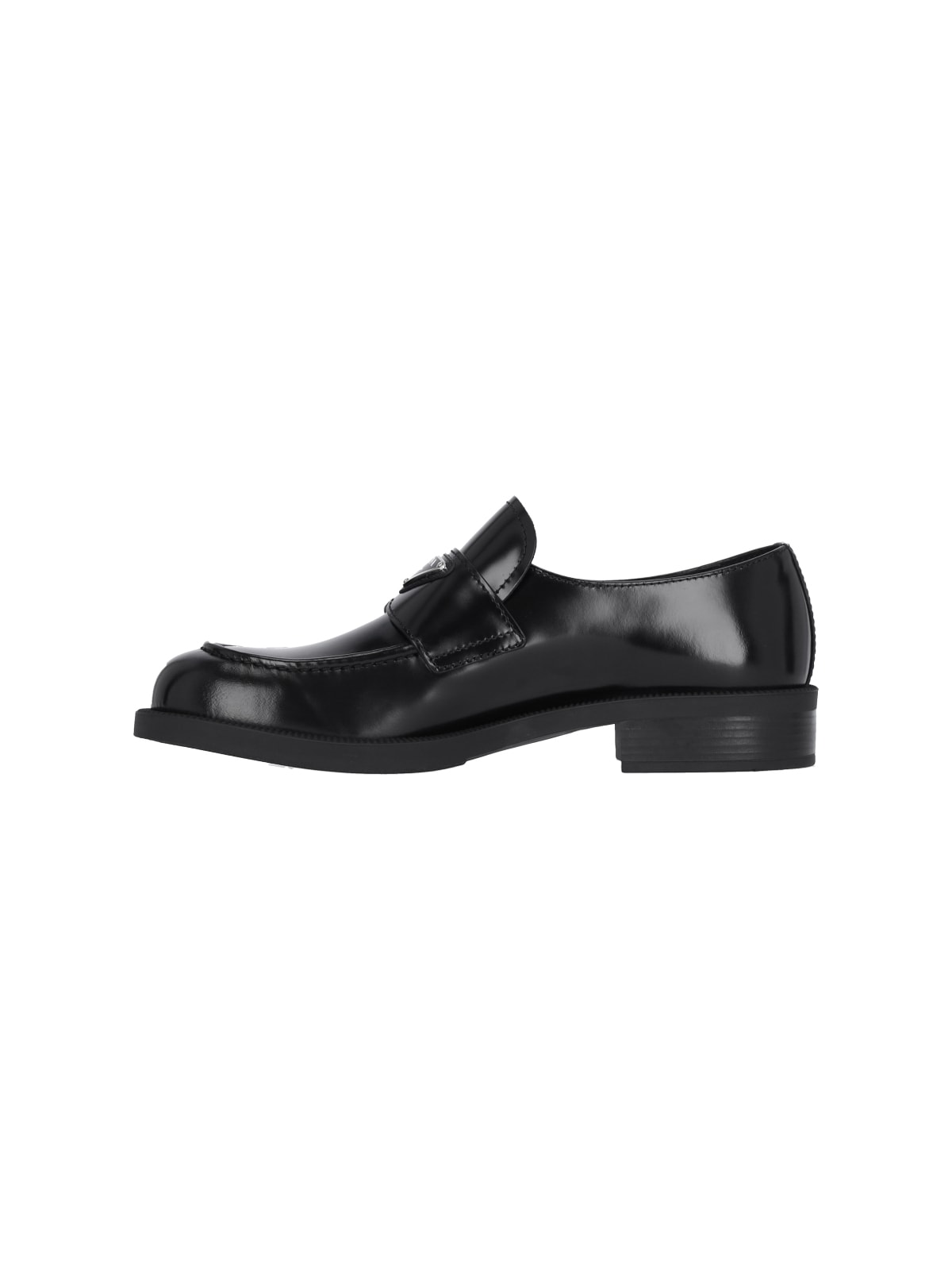 Prada Chocolate Moccasin In Black Patent Leather Men In Black