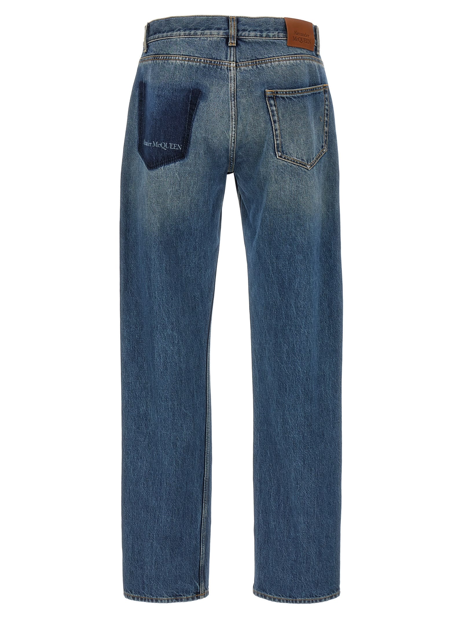 Shop Alexander Mcqueen Trompe Loeil Pocket Jeans In Blue