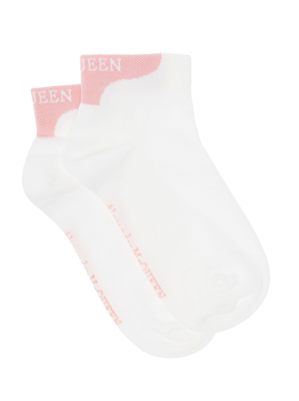 White And Pink Cotton Socks With Logo Alexander Mcqueen Women